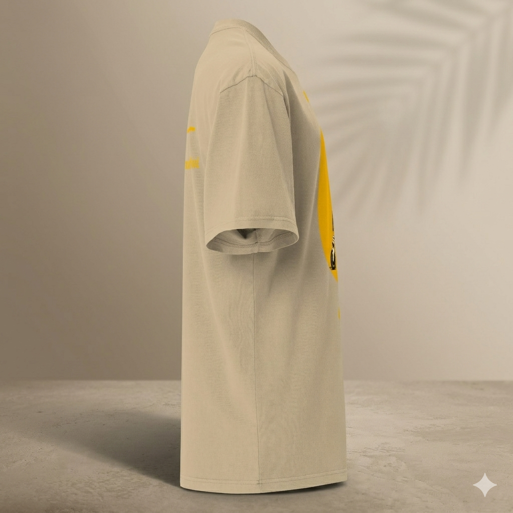 Xantho Philos™ Oversized Faded T-Shirt in Faded Khaki for men, neutral oversized T-shirt with casual streetwear style