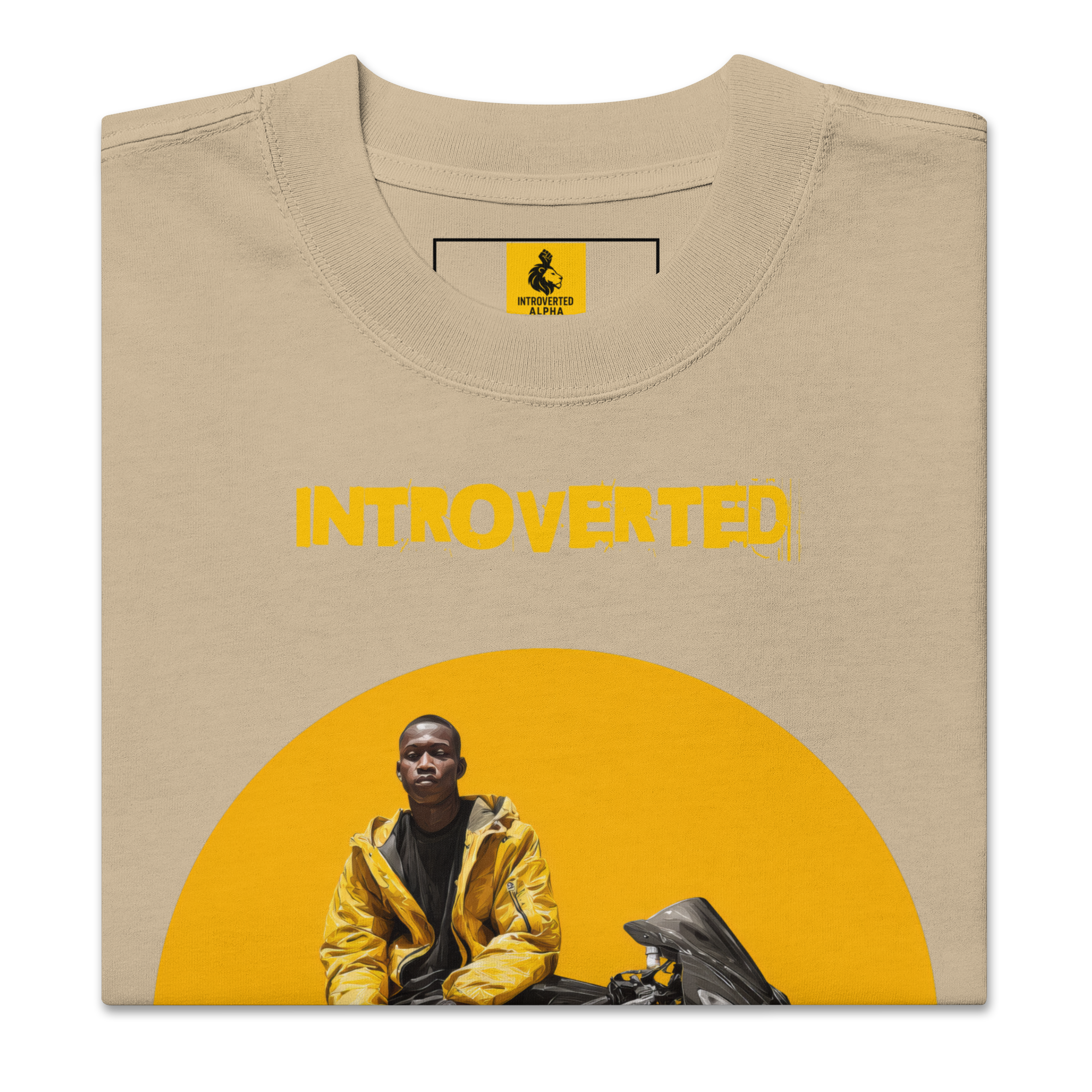 Xantho Philos™ Oversized Faded T-Shirt in Faded Khaki for men, neutral oversized T-shirt with casual streetwear style