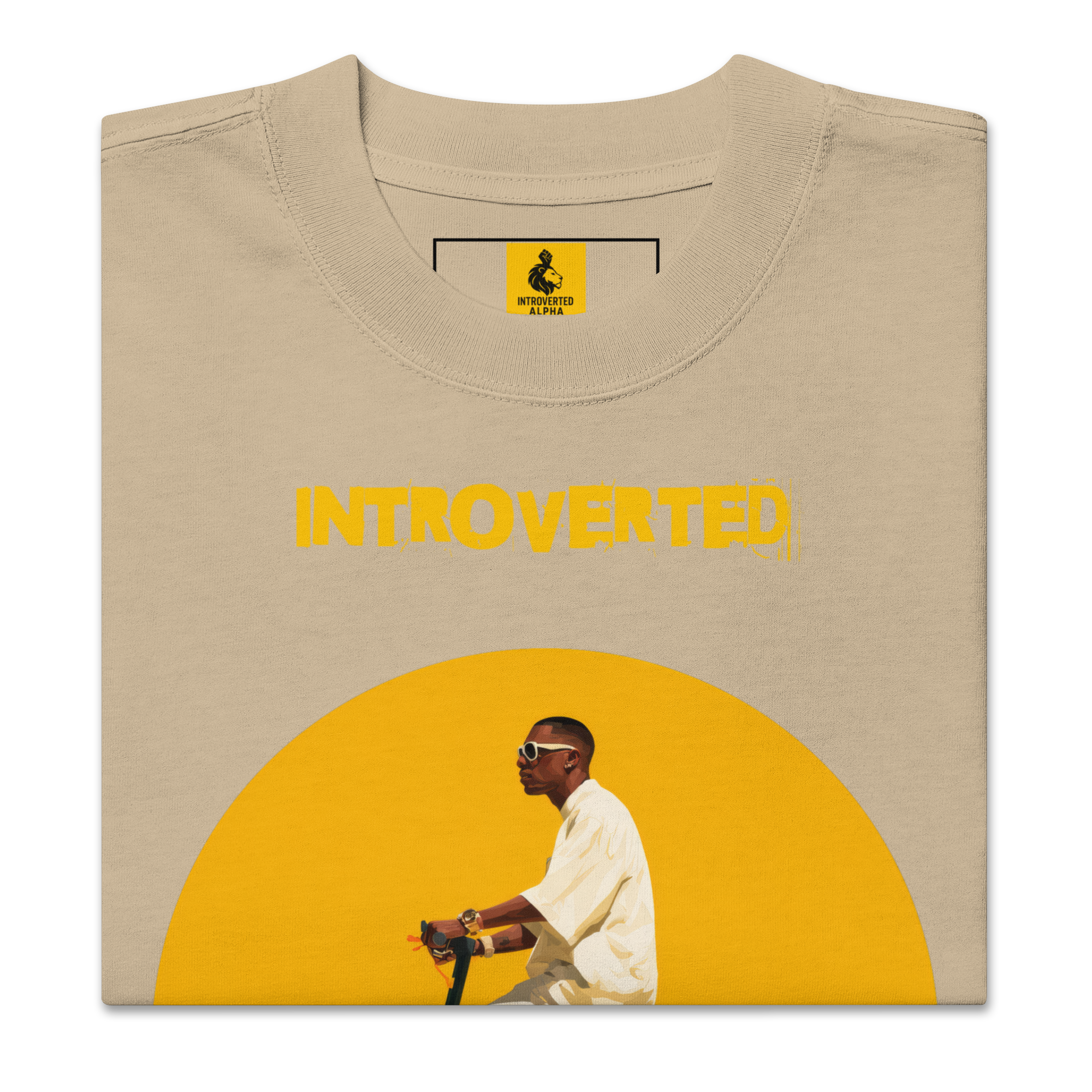 Xantho Philos™ Oversized Faded T-Shirt in Faded Khaki for men, neutral oversized T-shirt with casual streetwear style