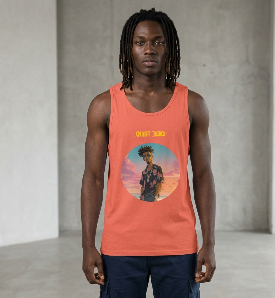 IntrovertedAlpha™ Tank Top in Coral for men, lightweight summer tank top with a vibrant casual tone