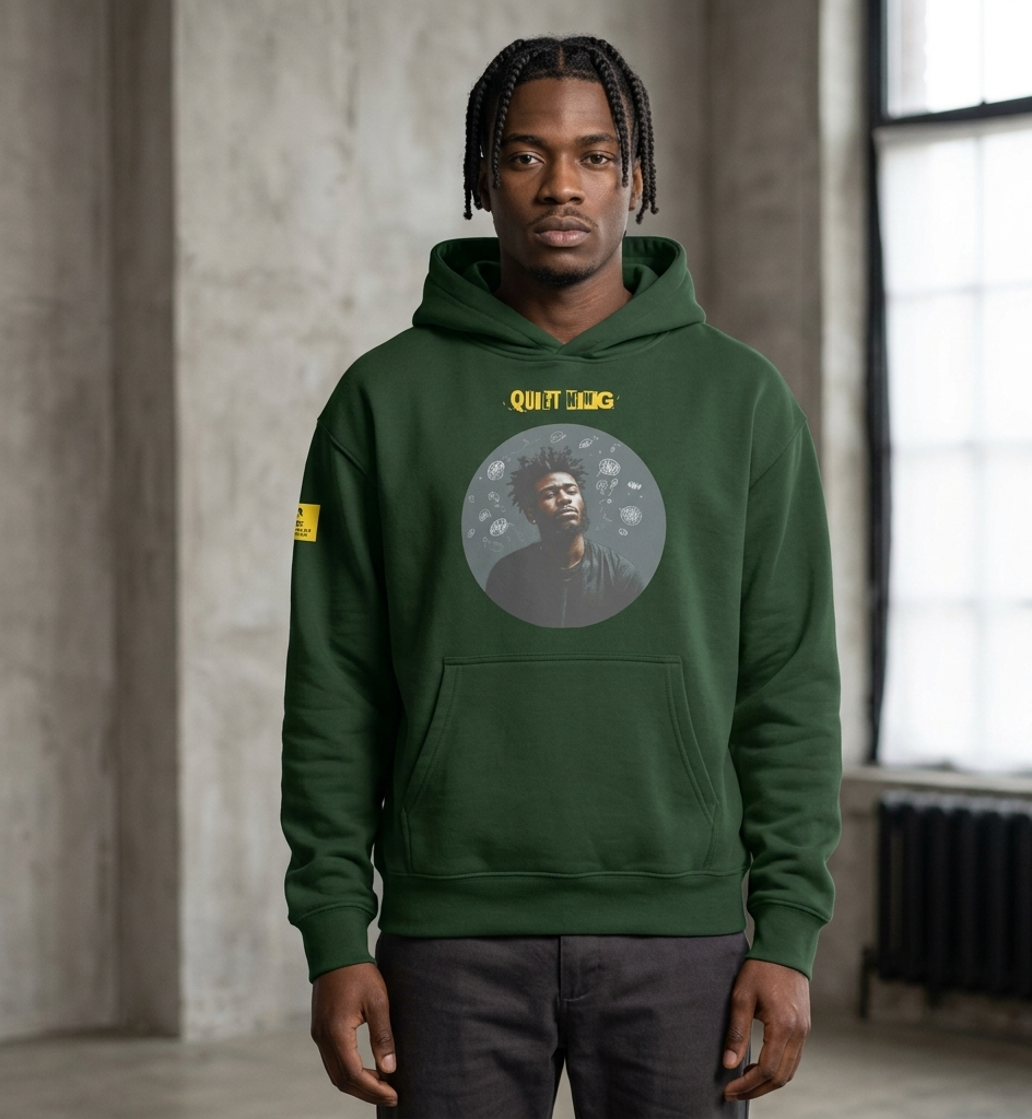 IntrovertedAlpha™ Oversized Hoodie in Forest for men, elevated everyday streetwear with a relaxed oversized fit