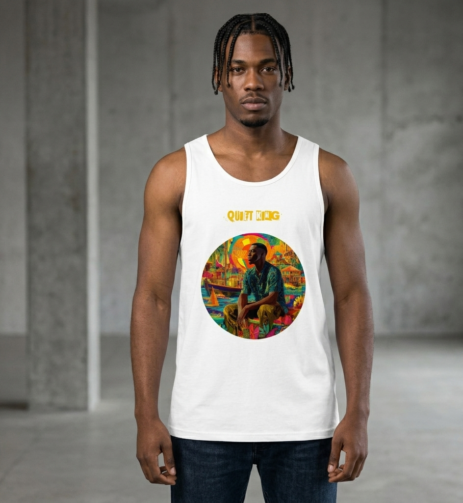 IntrovertedAlpha™ Tank Top in White for men, crisp minimalist tank top with a breathable everyday fit