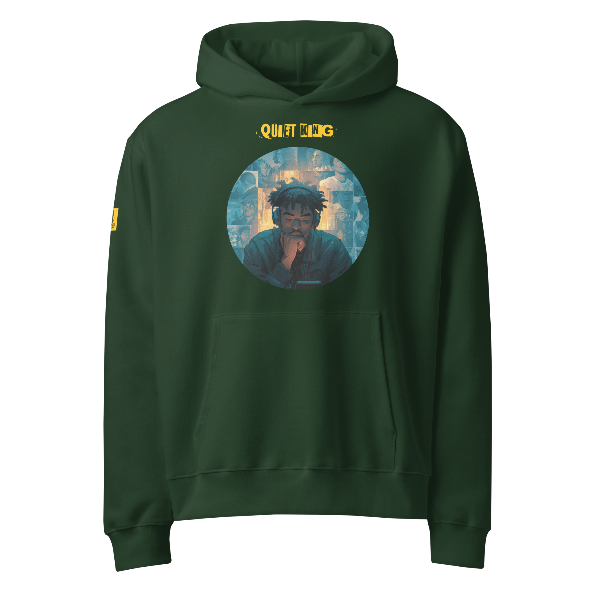 IntrovertedAlpha™ Oversized Hoodie in Forest for men, elevated everyday streetwear with a relaxed oversized fit