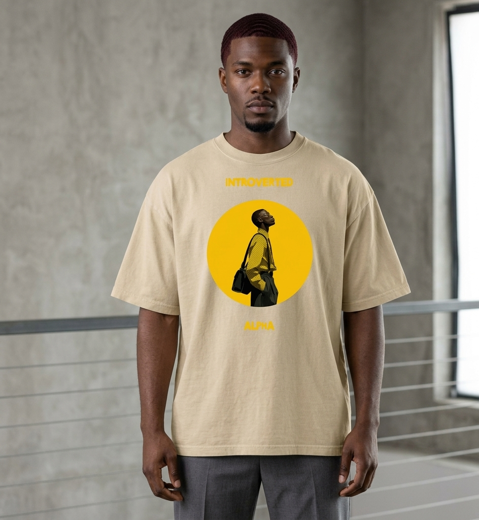 Xantho Philos™ Oversized Faded T-Shirt in Faded Khaki for men, neutral oversized T-shirt with casual streetwear style