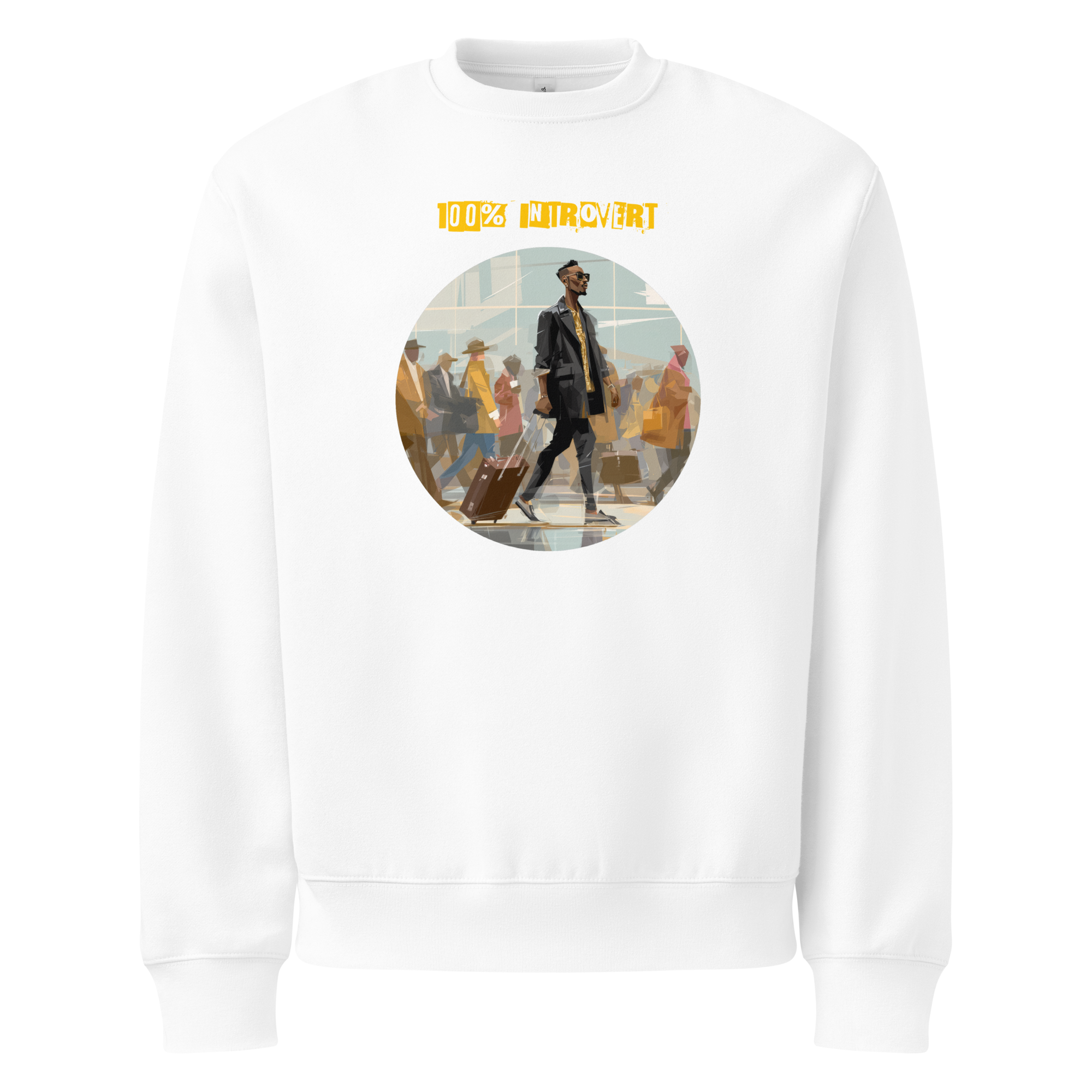 IntrovertedAlpha™ Oversized Sweatshirt in White for men, clean minimalist sweatshirt with a premium heavyweight finish