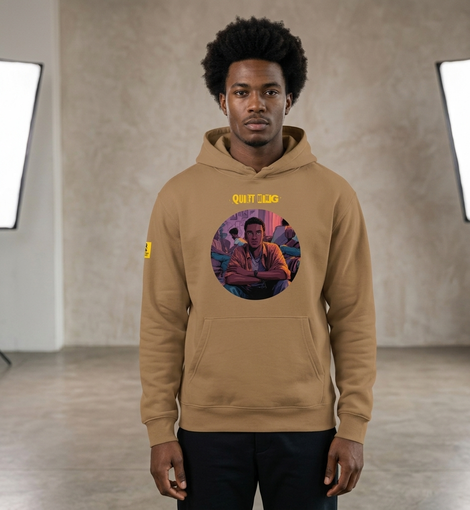 IntrovertedAlpha™ Oversized Hoodie in Vintage Brown for men, premium oversized streetwear with a warm neutral tone