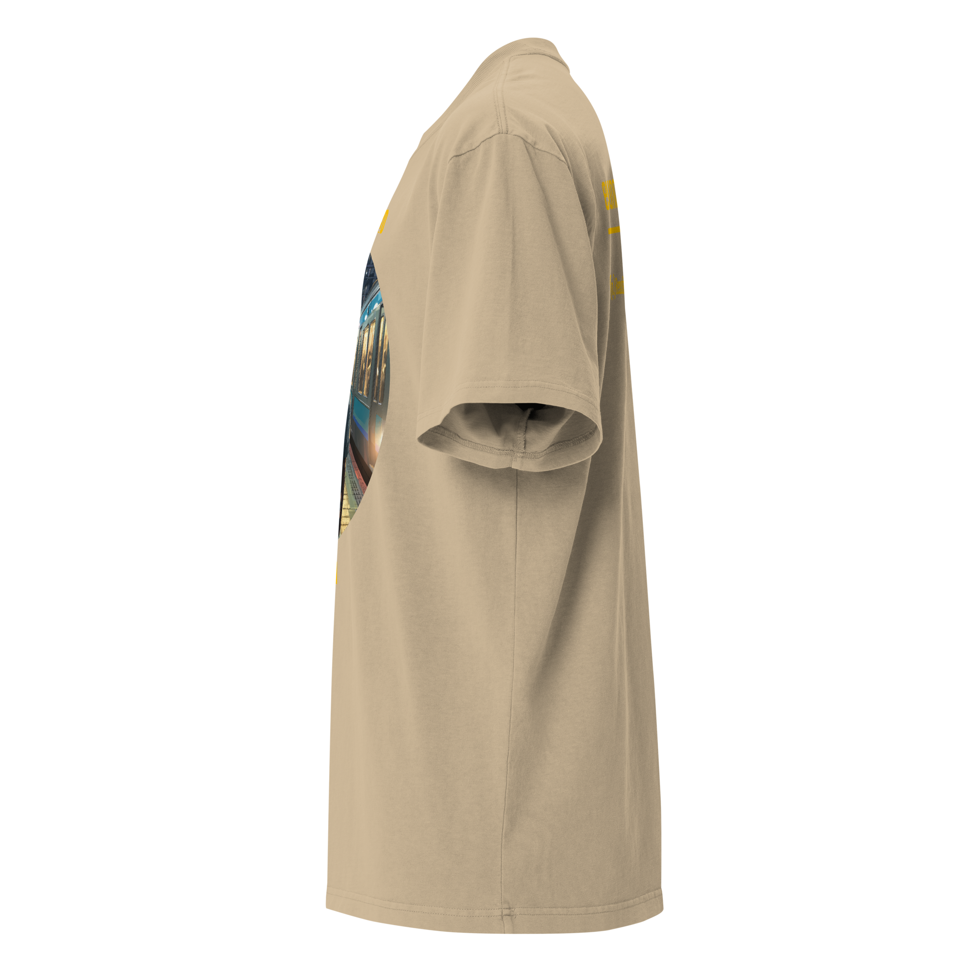 IntrovertedAlpha™ Oversized Faded T-Shirt in Faded Khaki for men, neutral oversized T-shirt with casual streetwear style