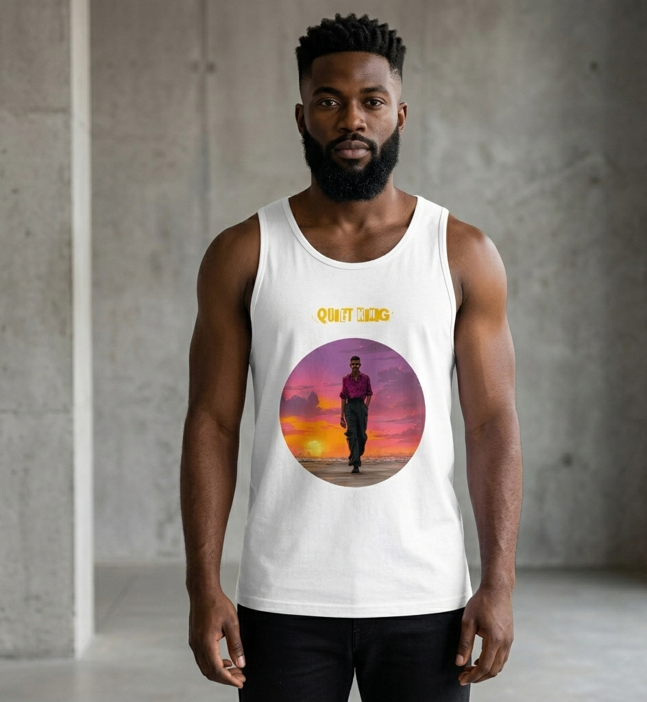 IntrovertedAlpha™ Tank Top in White for men, crisp minimalist tank top with a breathable everyday fit