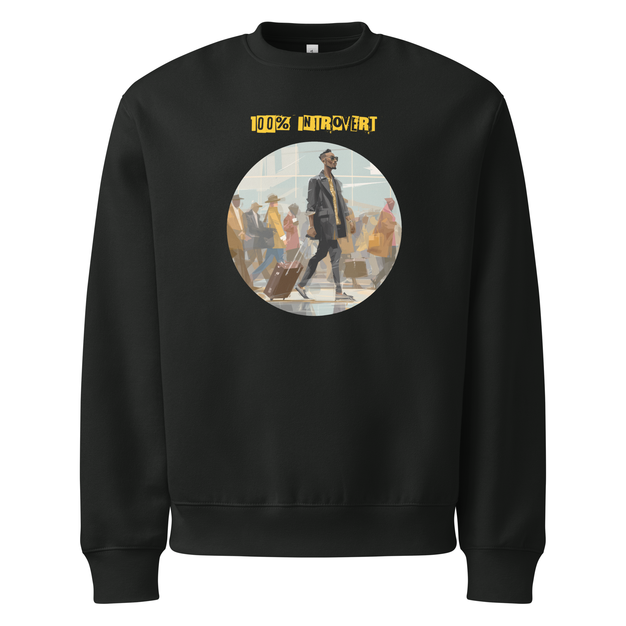 IntrovertedAlpha™ Oversized Sweatshirt in Vintage Black for men, washed heavyweight sweatshirt with a relaxed oversized fit