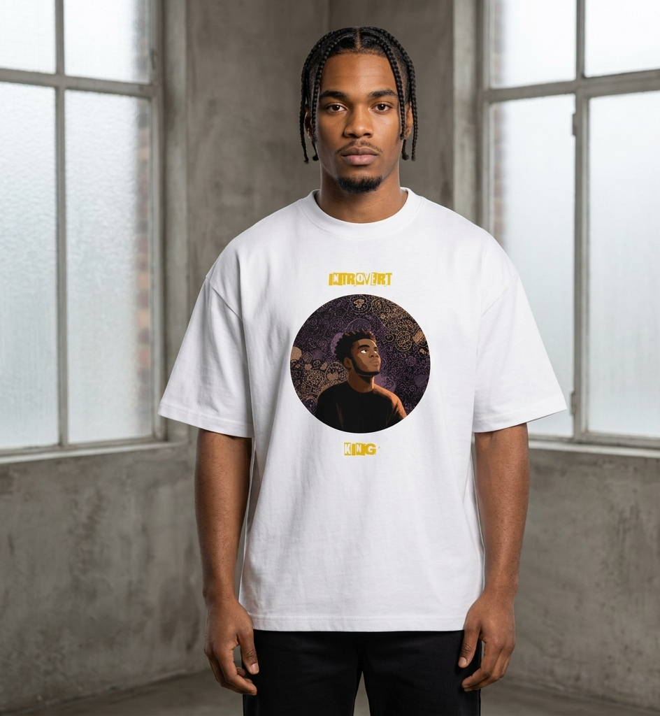 IntrovertedAlpha™ Box Tee in White for men, crisp structured box tee with a clean premium finish