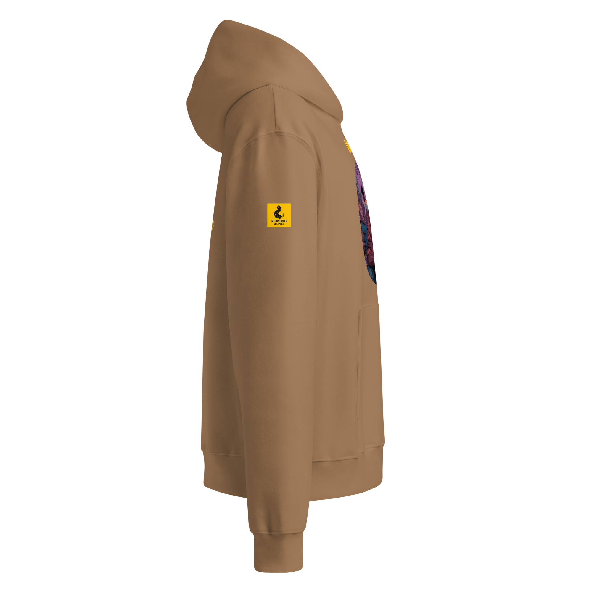IntrovertedAlpha™ Oversized Hoodie in Vintage Brown for men, premium oversized streetwear with a warm neutral tone