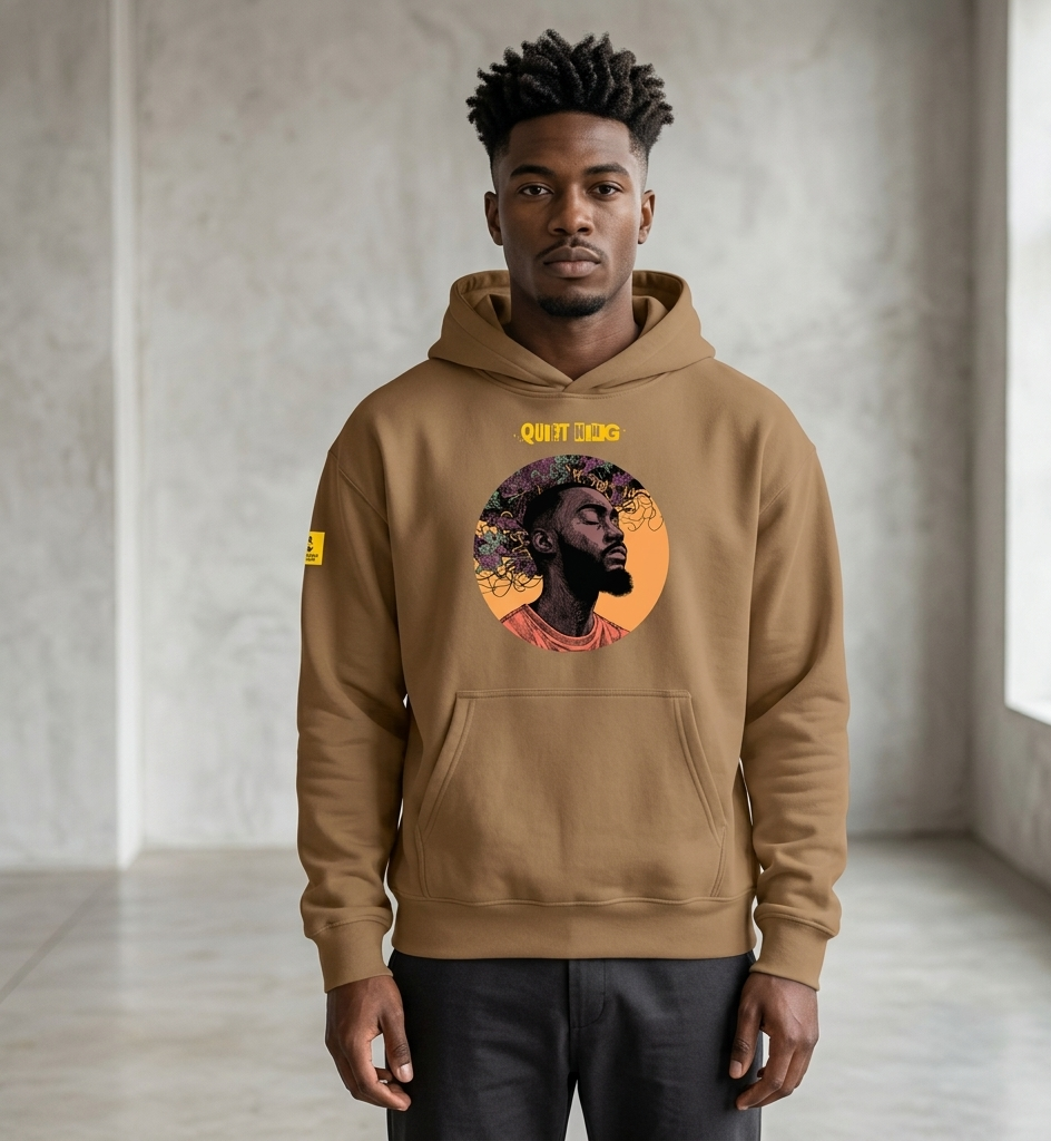 IntrovertedAlpha™ Oversized Hoodie in Vintage Brown for men, premium oversized streetwear with a warm neutral tone