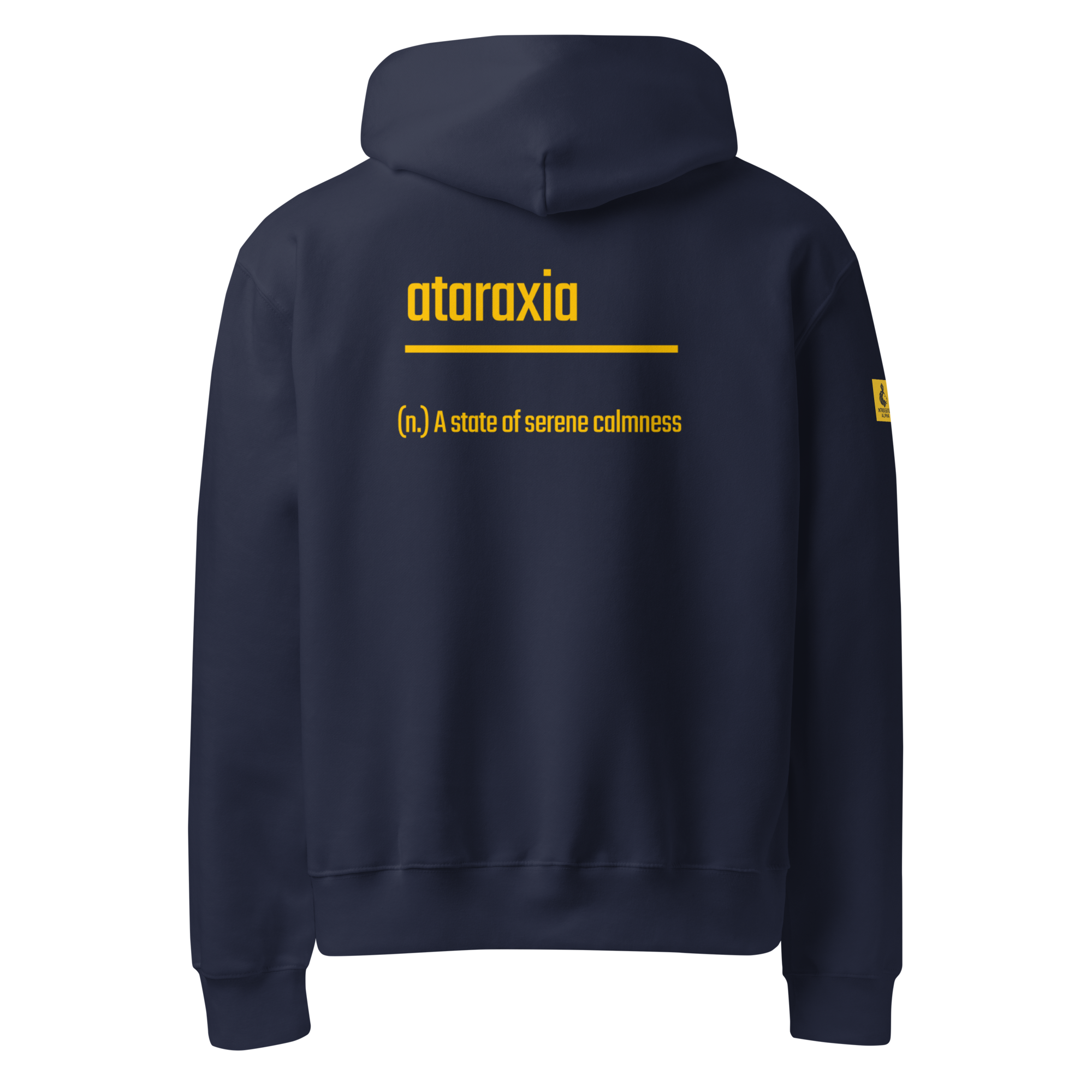 IntrovertedAlpha™ Oversized Hoodie in Navy for men, minimalist heavyweight hoodie with a relaxed streetwear fit