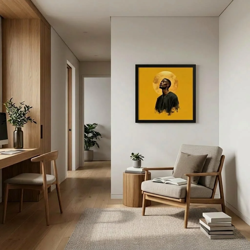Higher Ground framed wall art displayed in an alternative residential lifestyle interior without people.