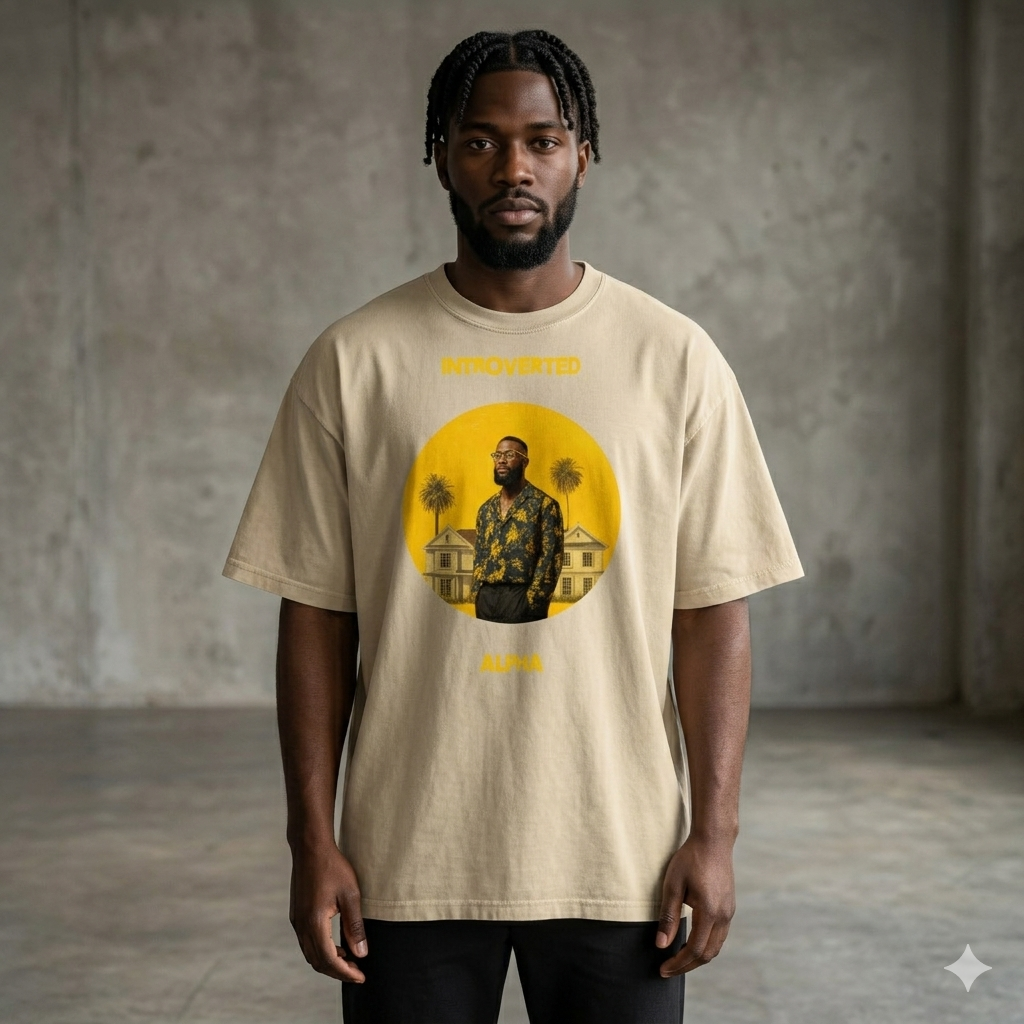 Xantho Philos™ Oversized Faded T-Shirt in Faded Khaki for men, neutral oversized T-shirt with casual streetwear style