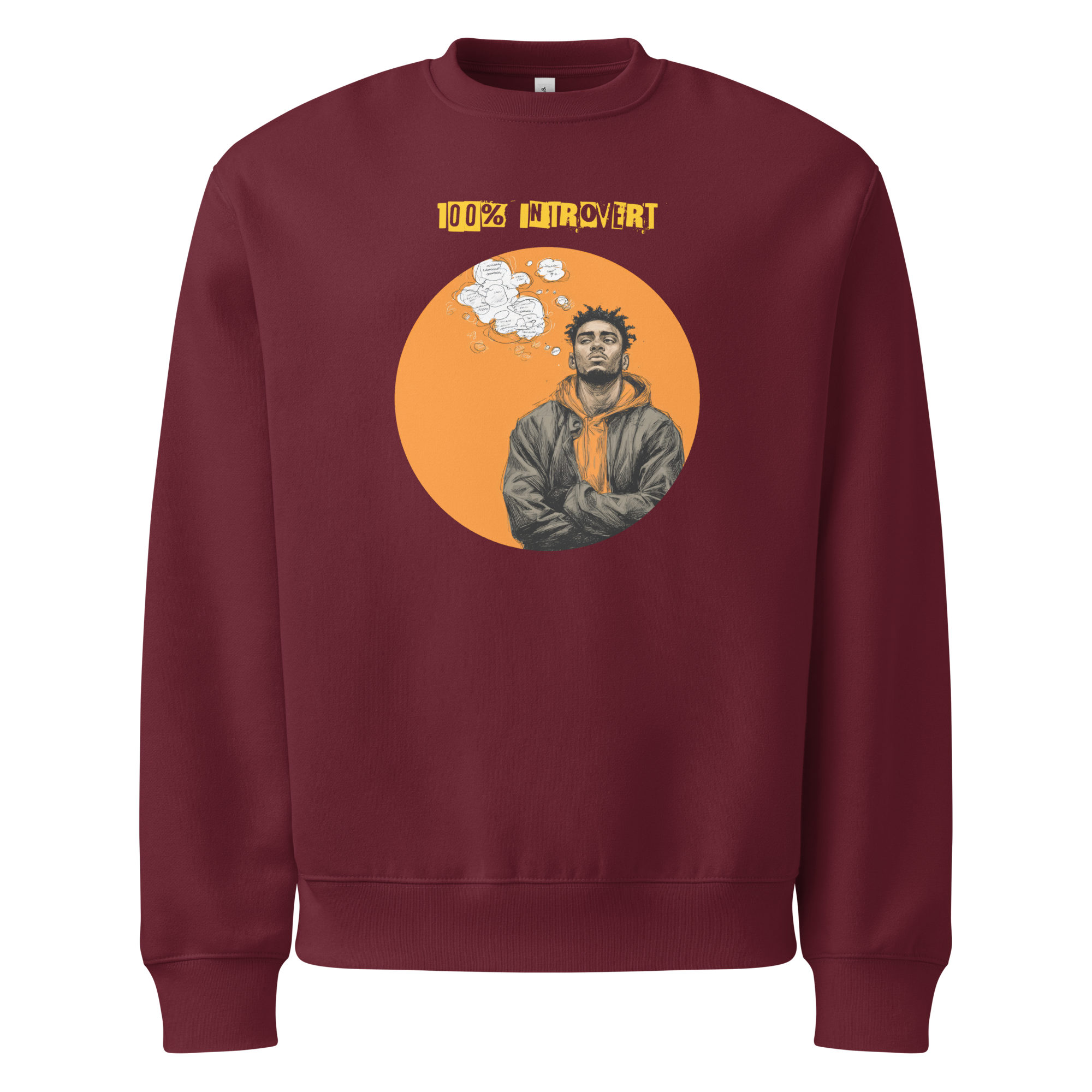 Xantho Philos™ Oversized Sweatshirt in Maroon for men, rich-toned oversized sweatshirt with heavyweight comfort