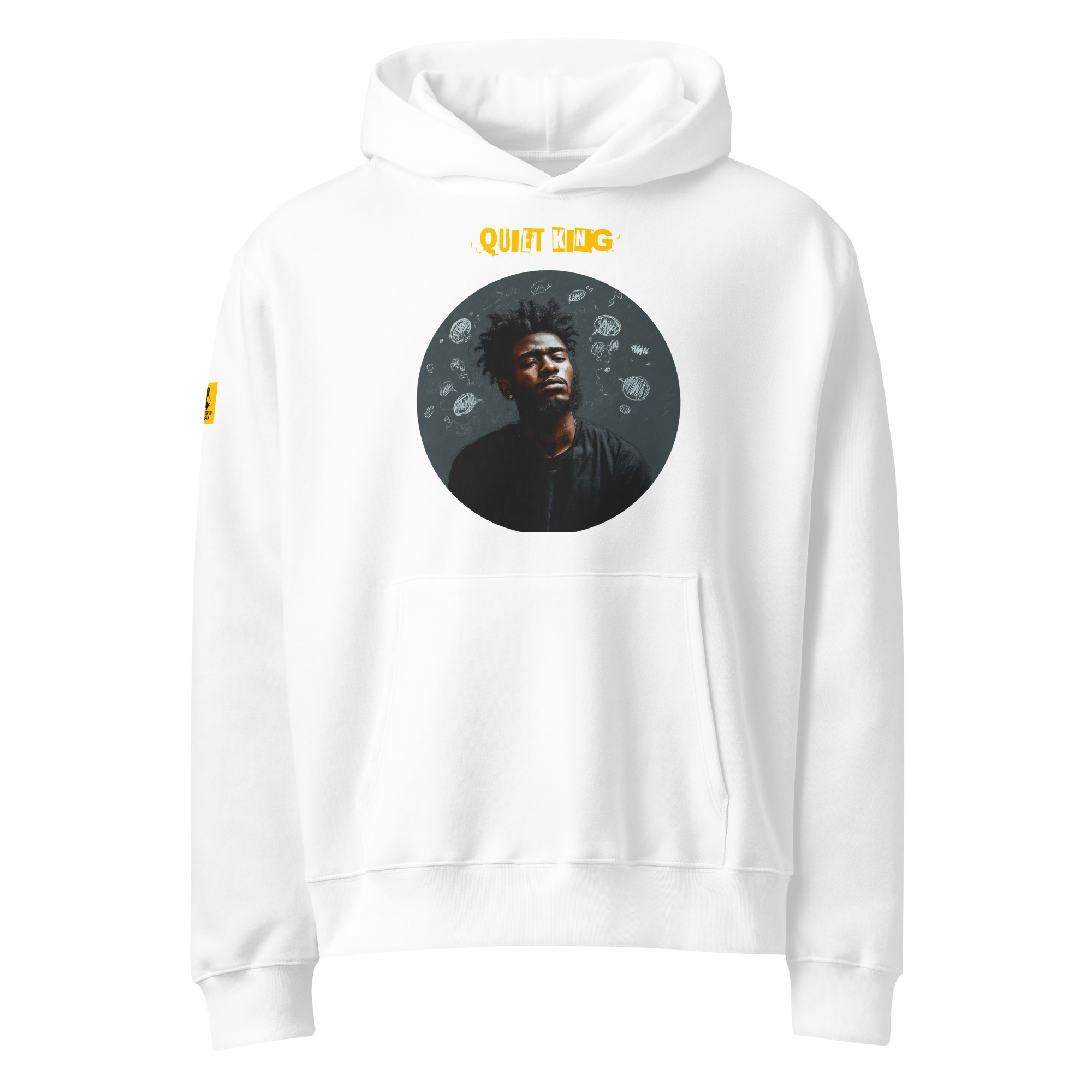 IntrovertedAlpha™ Oversized Hoodie in White for men, crisp minimalist oversized hoodie with premium streetwear appeal
