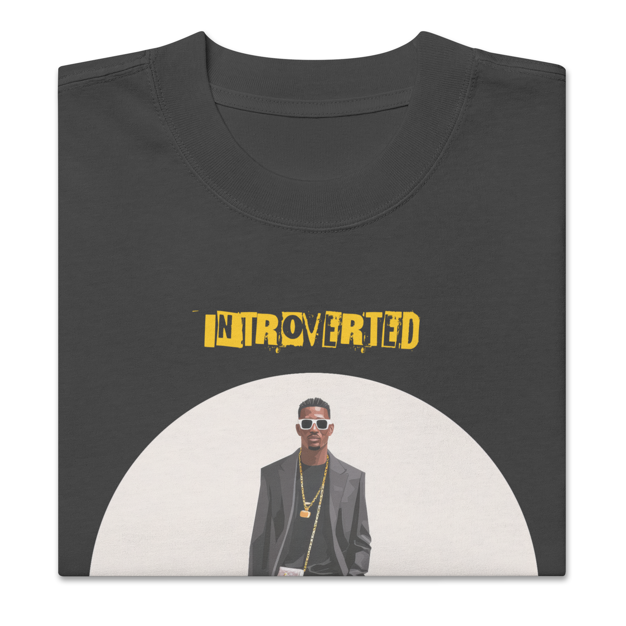 IntrovertedAlpha™ Oversized Faded T-Shirt in Faded Black for men, vintage-wash streetwear with a relaxed oversized fit