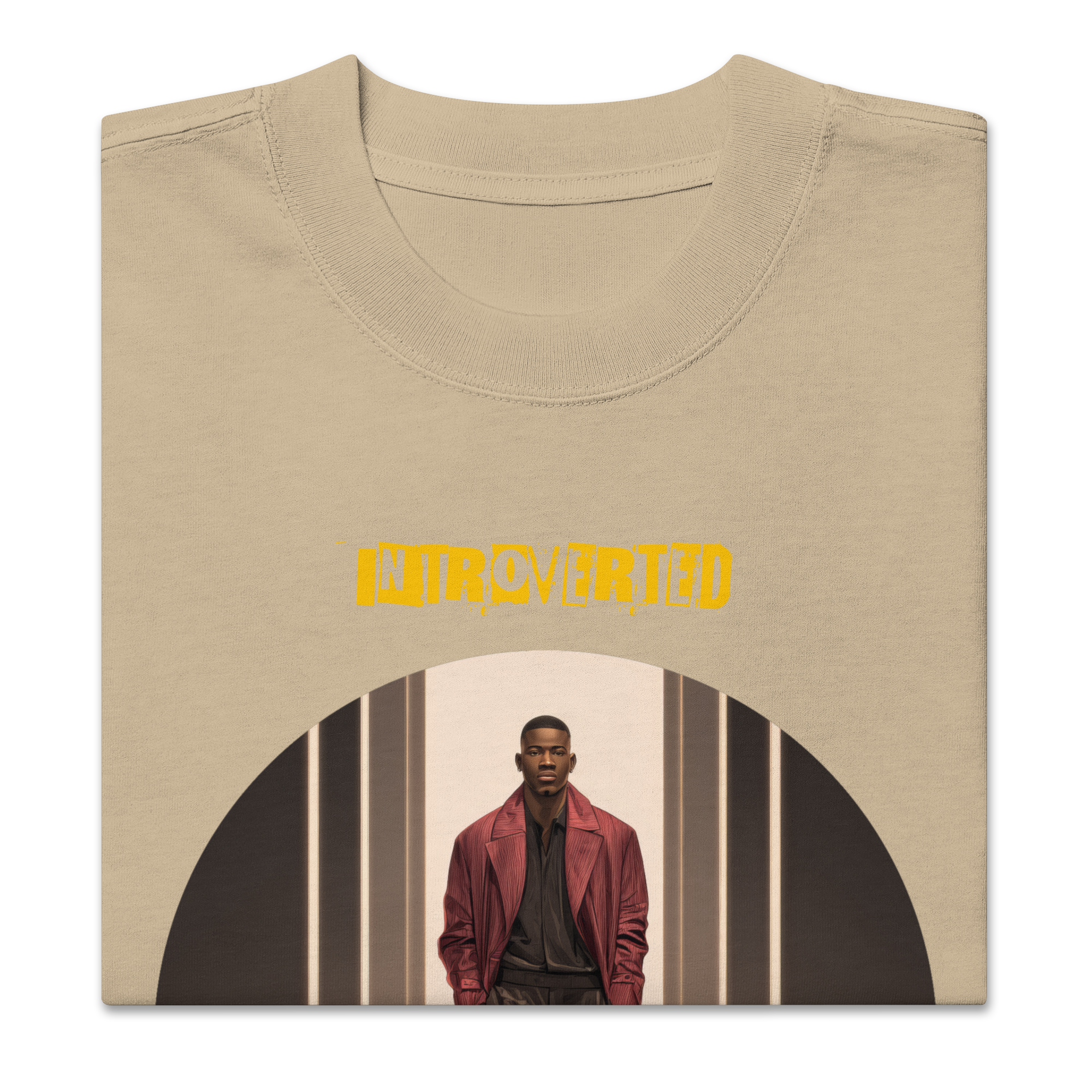 Xantho Philos™ Oversized Faded T-Shirt in Faded Khaki for men, neutral oversized T-shirt with casual streetwear style