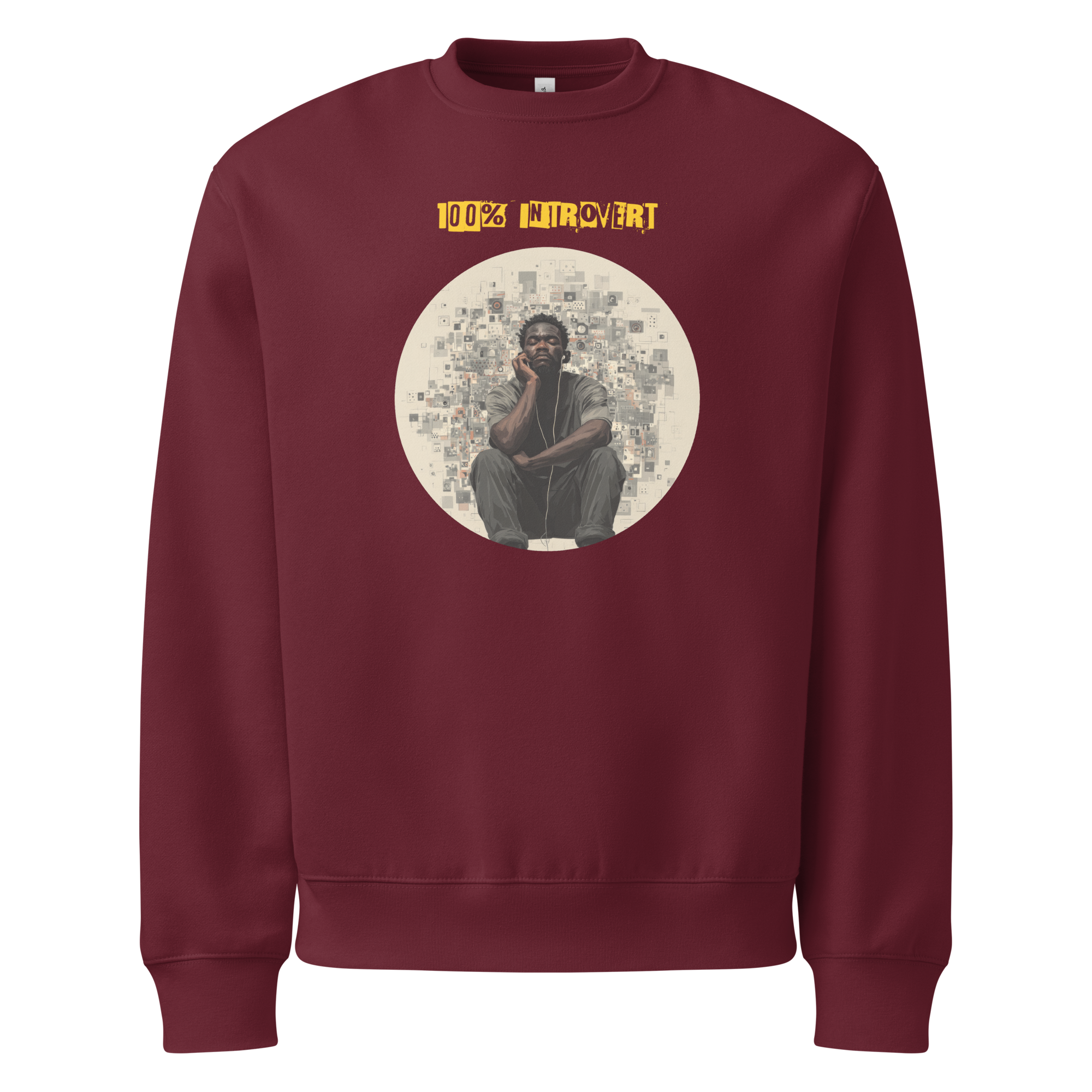 IntrovertedAlpha™ Oversized Sweatshirt in Maroon for men, rich-toned oversized sweatshirt with heavyweight comfort