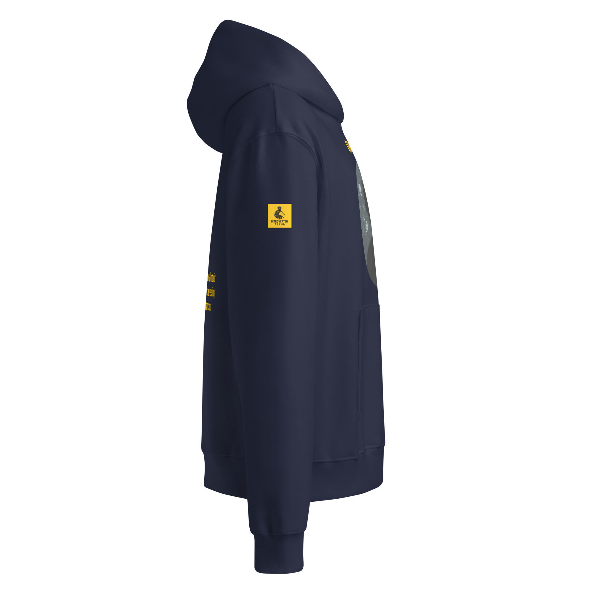 IntrovertedAlpha™ Oversized Hoodie in Navy for men, minimalist heavyweight hoodie with a relaxed streetwear fit