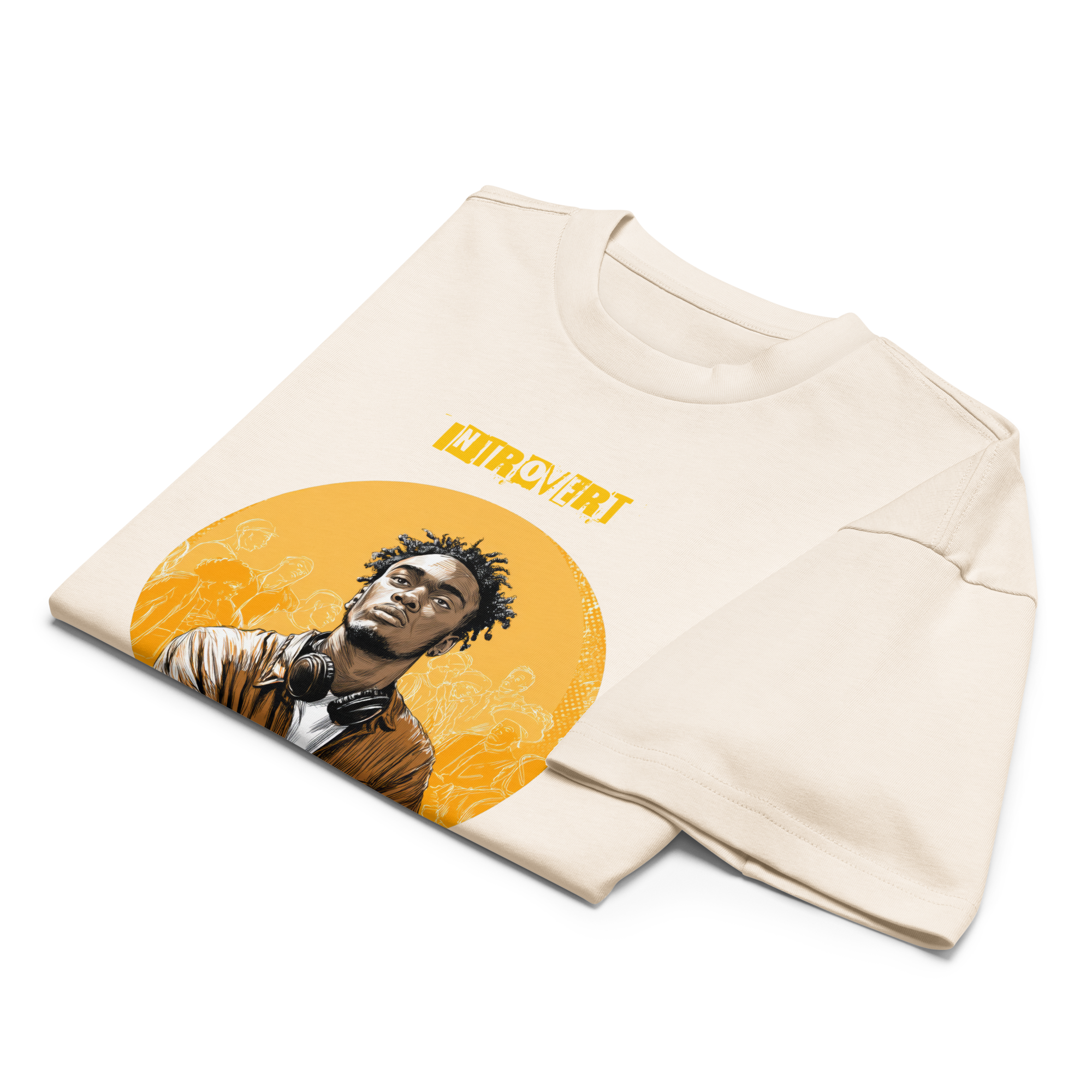 IntrovertedAlpha™ Box Tee in Vintage White for men, soft-toned box tee with a minimalist oversized fit