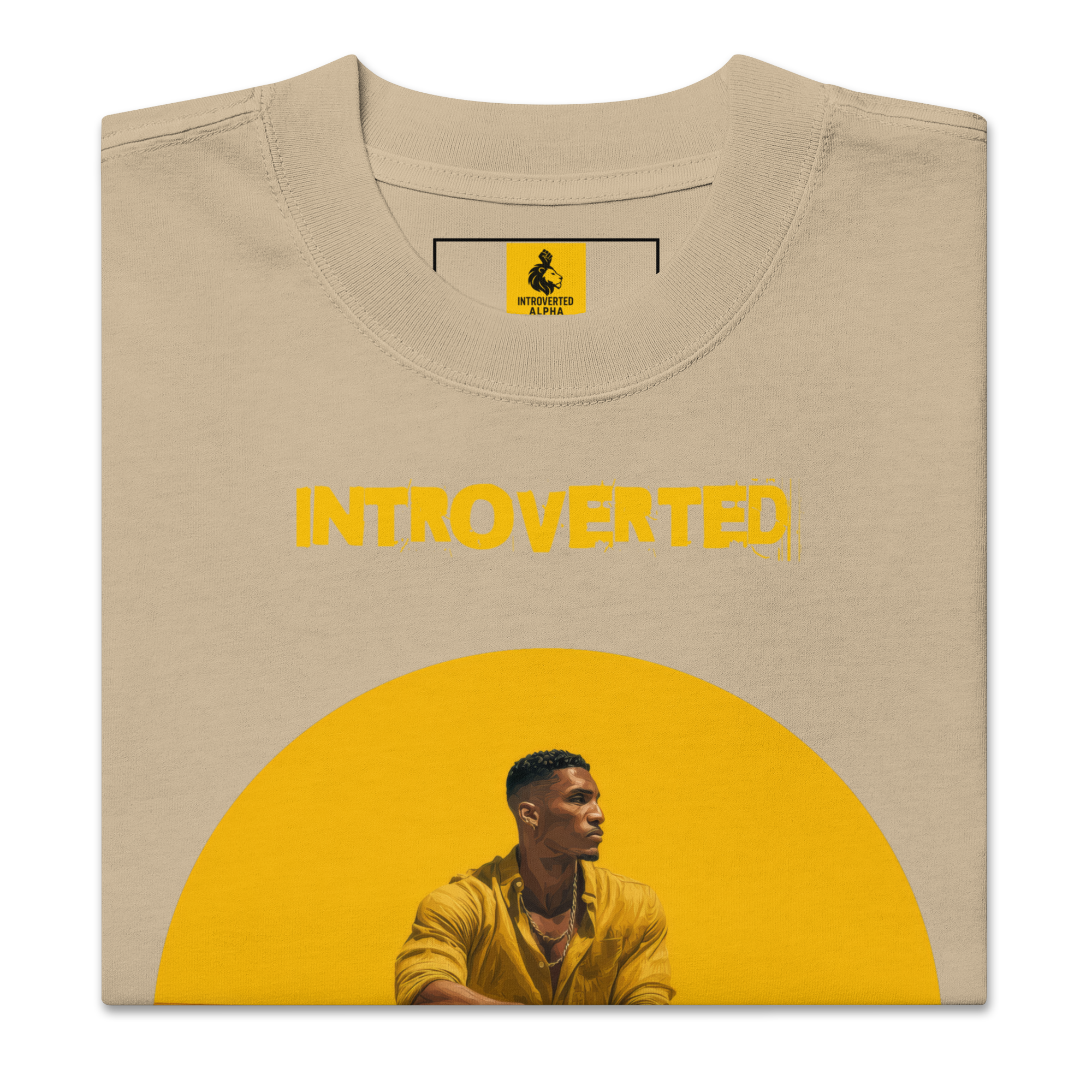 Xantho Philos™ Oversized Faded T-Shirt in Faded Khaki for men, neutral oversized T-shirt with casual streetwear style