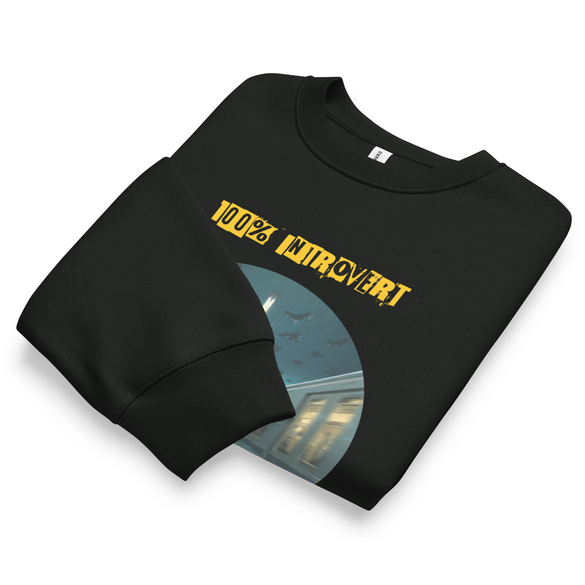 IntrovertedAlpha™ Oversized Sweatshirt in Vintage Black for men, washed heavyweight sweatshirt with a relaxed oversized fit