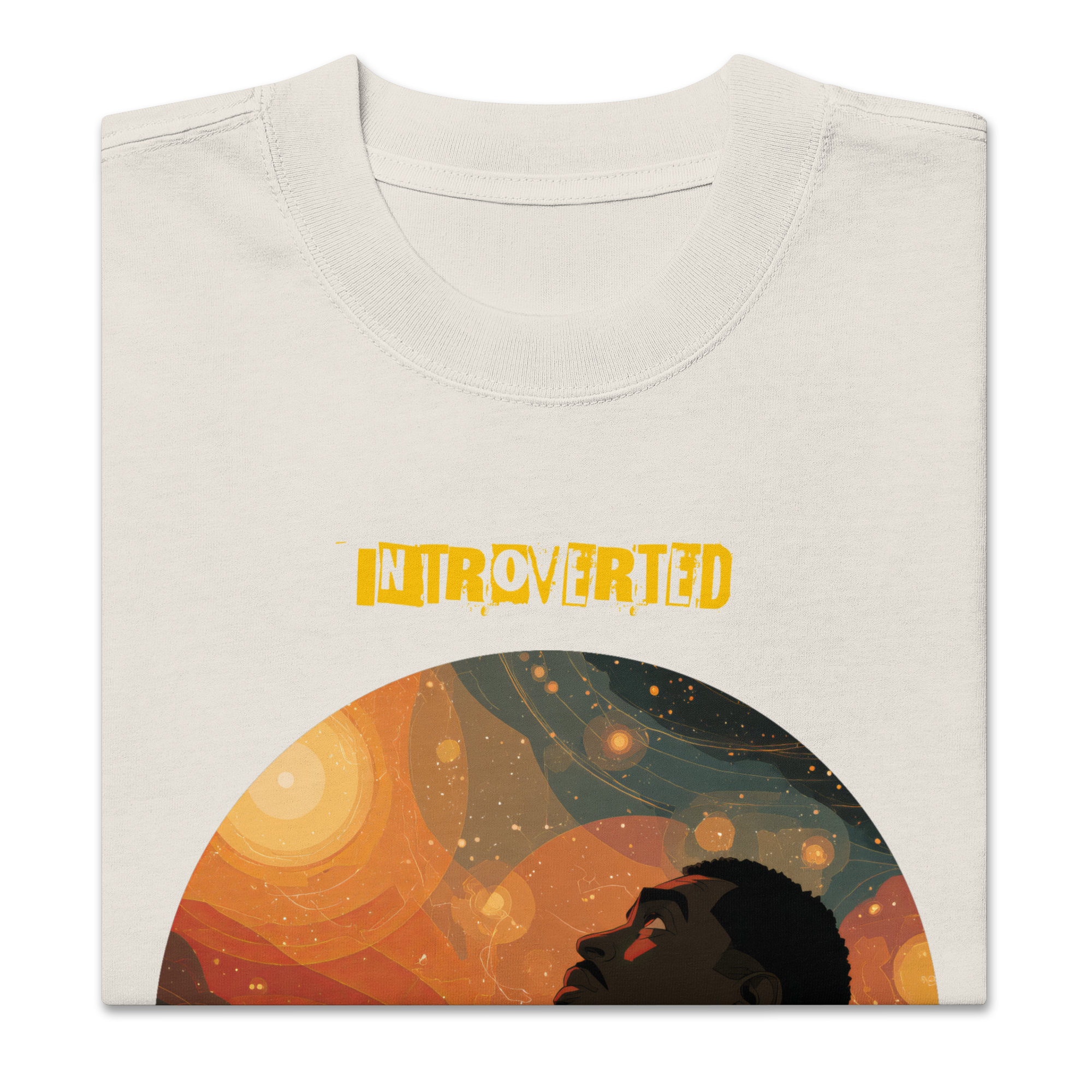 IntrovertedAlpha™ Oversized Faded T-Shirt in Faded Bone for men, soft neutral oversized T-shirt with a minimalist streetwear feel