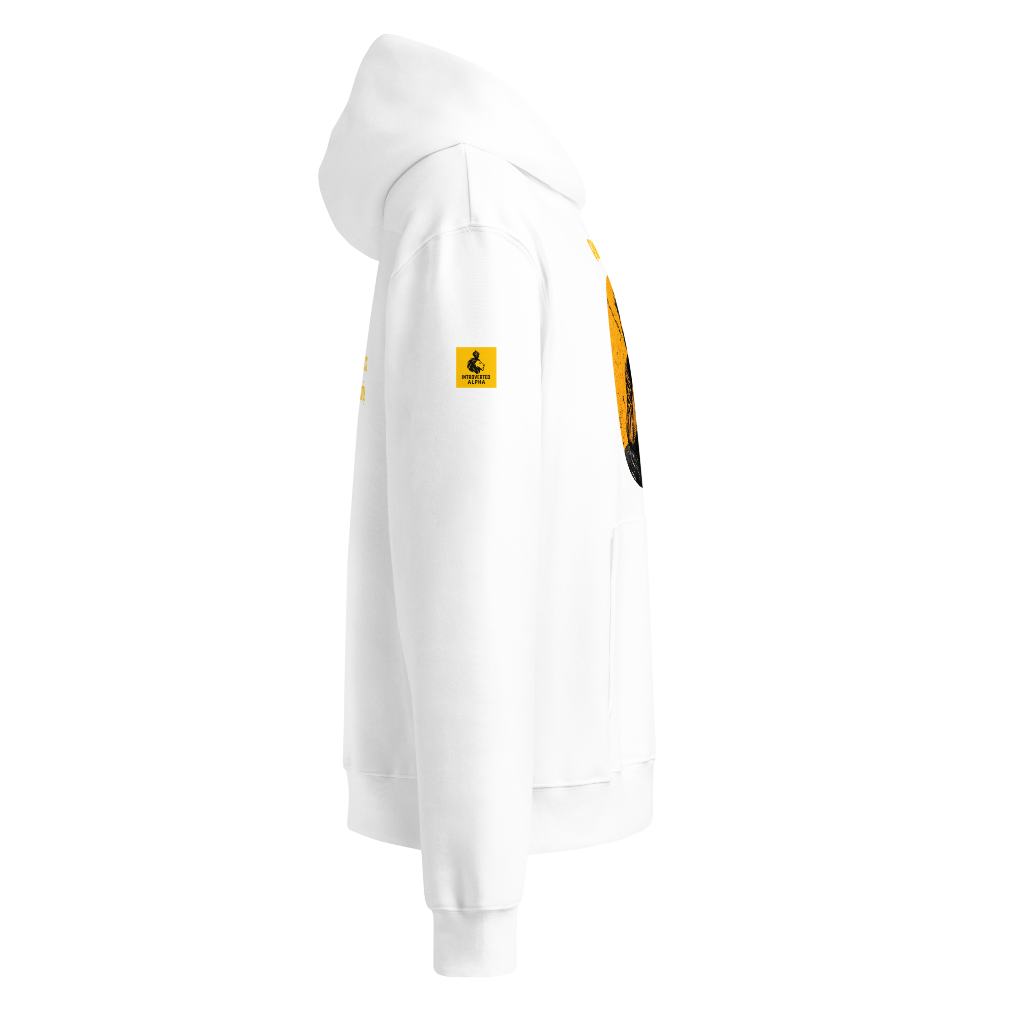 IntrovertedAlpha™ Oversized Hoodie in White for men, crisp minimalist oversized hoodie with premium streetwear appeal