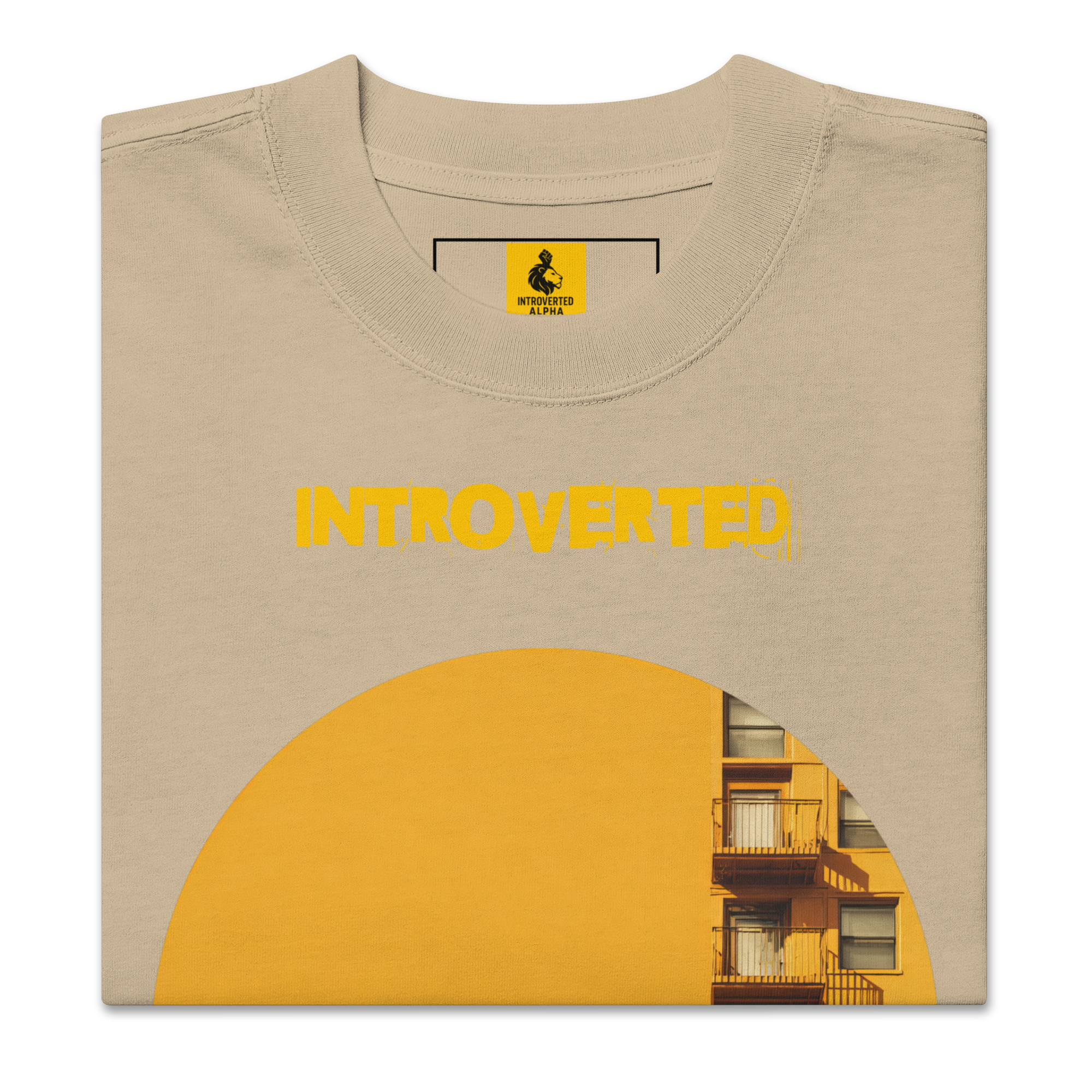 Xantho Philos™ Oversized Faded T-Shirt in Faded Khaki for men, neutral oversized T-shirt with casual streetwear style
