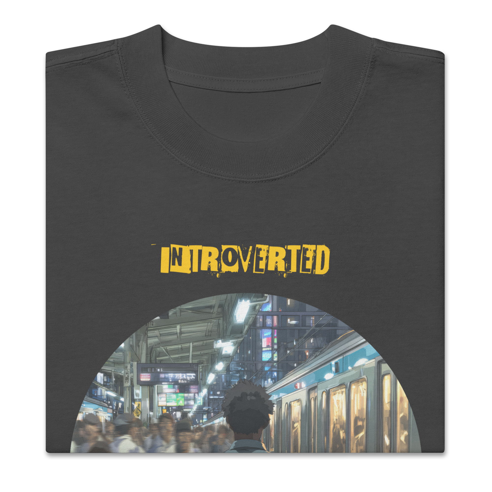 IntrovertedAlpha™ Oversized Faded T-Shirt in Faded Black for men, vintage-wash streetwear with a relaxed oversized fit
