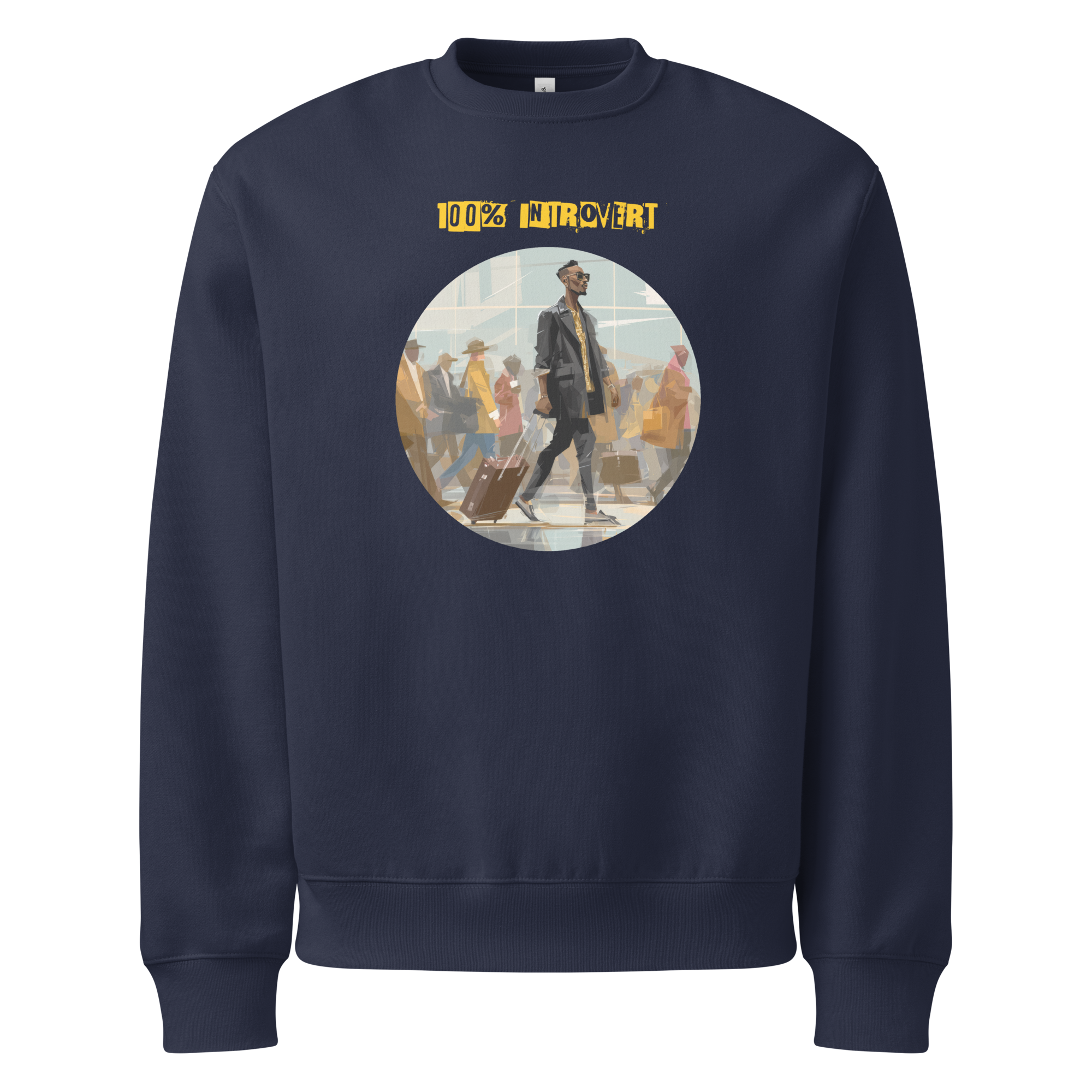 IntrovertedAlpha™ Oversized Sweatshirt in Navy for men, minimalist premium sweatshirt with everyday streetwear style
