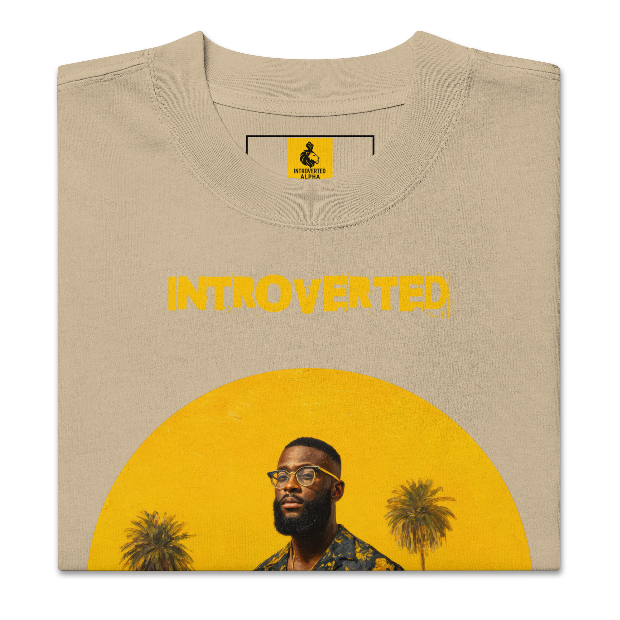 Xantho Philos™ Oversized Faded T-Shirt in Faded Khaki for men, neutral oversized T-shirt with casual streetwear style