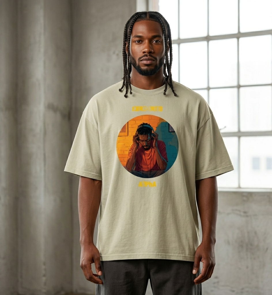 IntrovertedAlpha™ Oversized Faded T-Shirt in Faded Eucalyptus for men, washed green oversized T-shirt with premium casual style