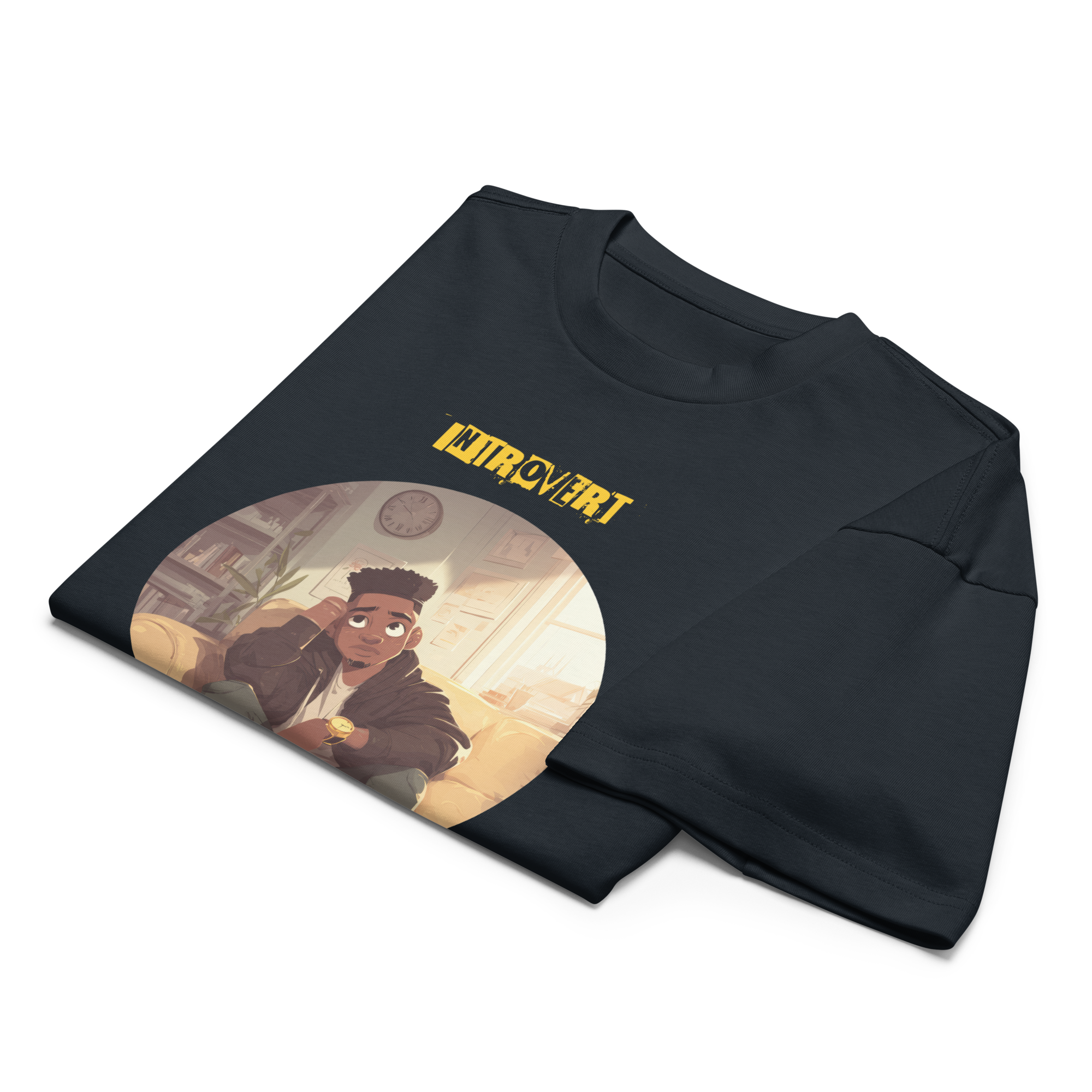 IntrovertedAlpha™ Box Tee in Navy Blazer for men, structured oversized T-shirt with premium streetwear style