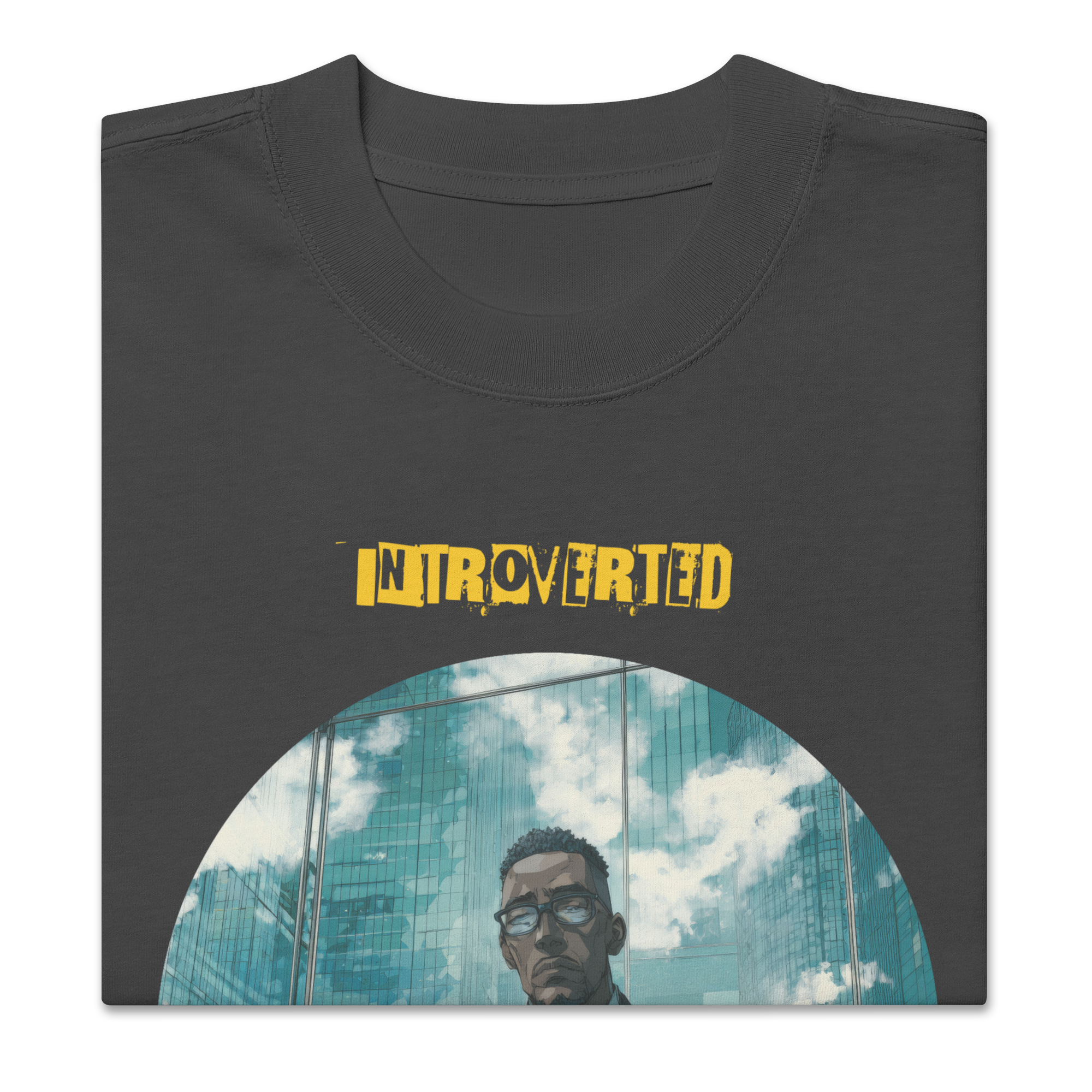 IntrovertedAlpha™ Oversized Faded T-Shirt in Faded Black for men, vintage-wash streetwear with a relaxed oversized fit
