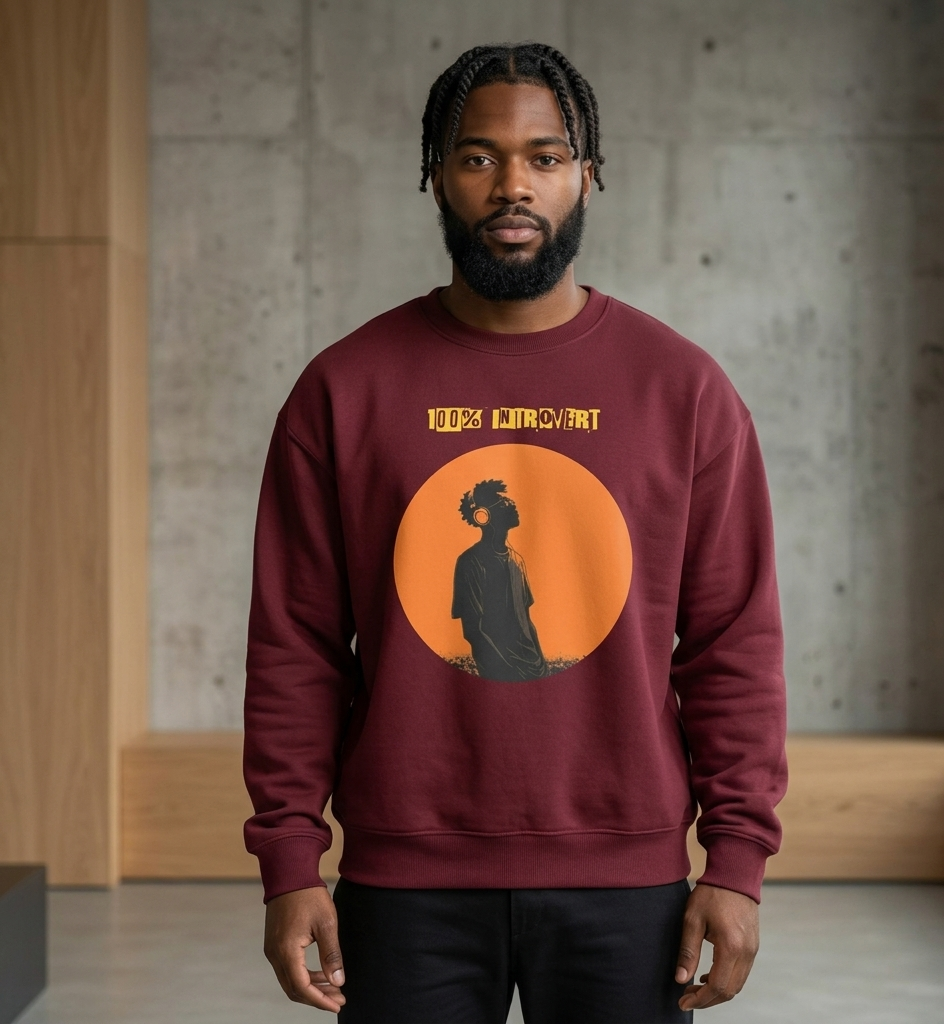 IntrovertedAlpha™ Oversized Sweatshirt in Maroon for men, rich-toned oversized sweatshirt with heavyweight comfort