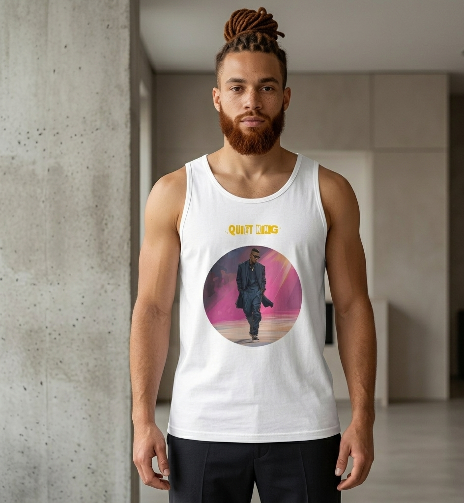 IntrovertedAlpha™ Tank Top in White for men, crisp minimalist tank top with a breathable everyday fit