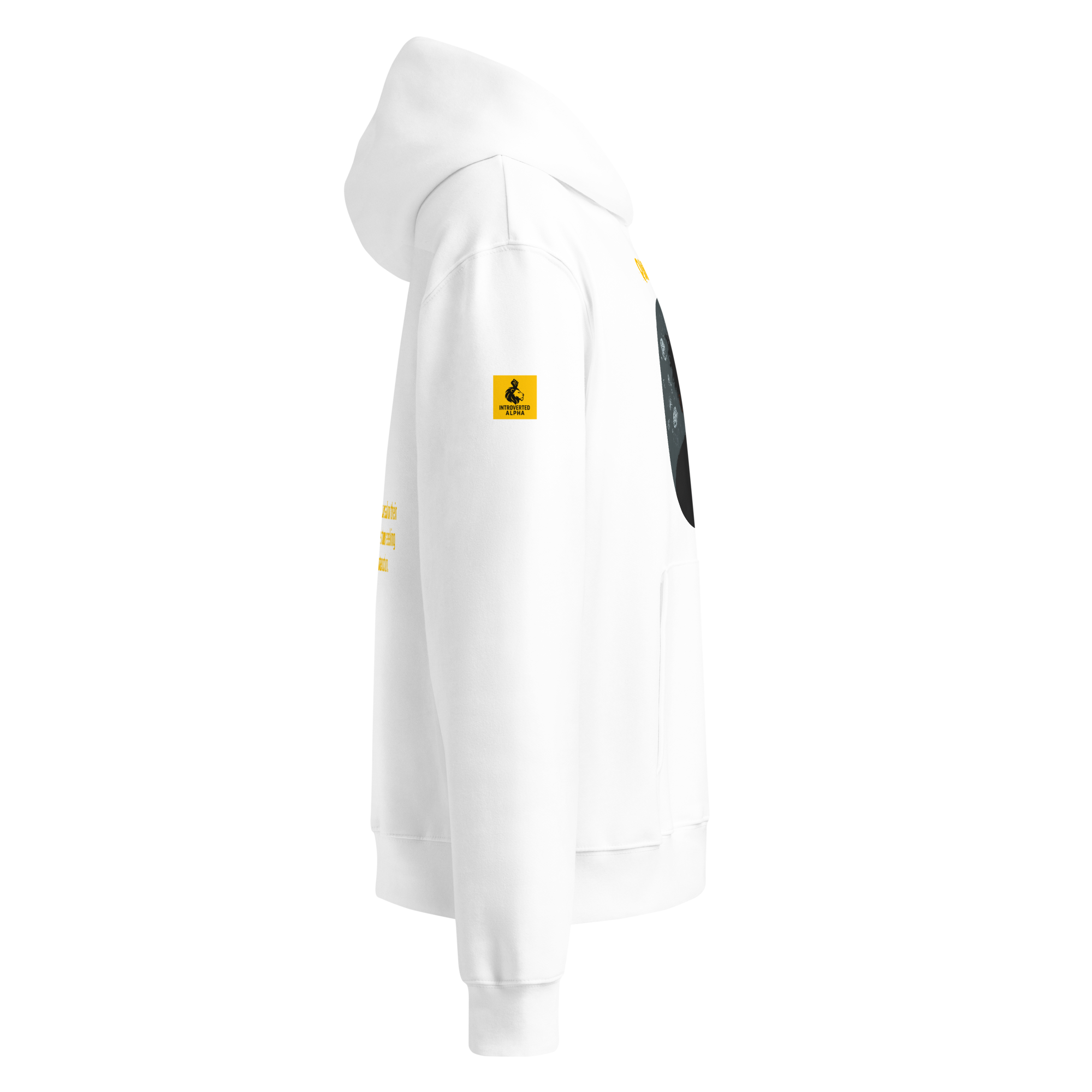 IntrovertedAlpha™ Oversized Hoodie in White for men, crisp minimalist oversized hoodie with premium streetwear appeal