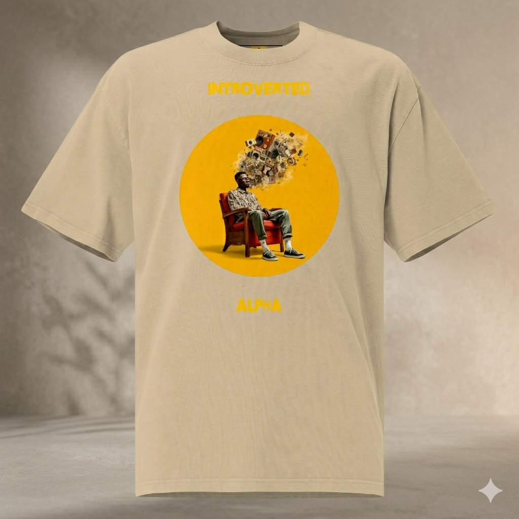 Xantho Philos™ Oversized Faded T-Shirt in Faded Khaki for men, neutral oversized T-shirt with casual streetwear style