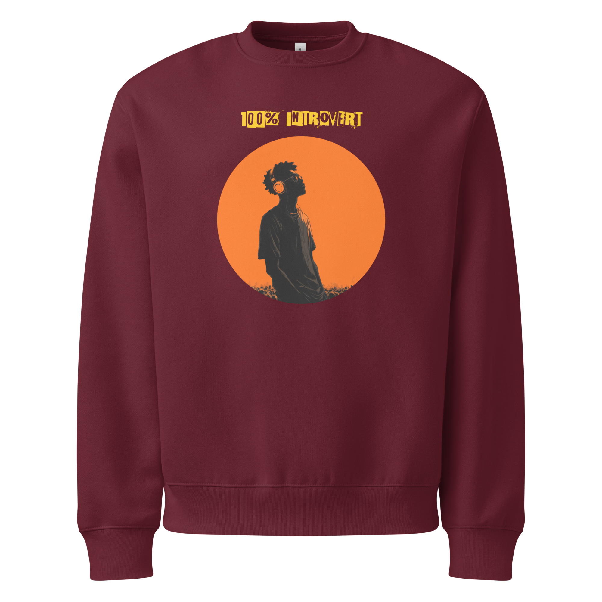 IntrovertedAlpha™ Oversized Sweatshirt in Maroon for men, rich-toned oversized sweatshirt with heavyweight comfort