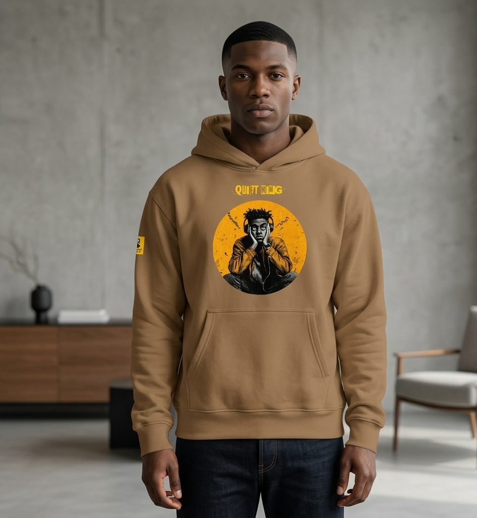 IntrovertedAlpha™ Oversized Hoodie in Vintage Brown for men, premium oversized streetwear with a warm neutral tone