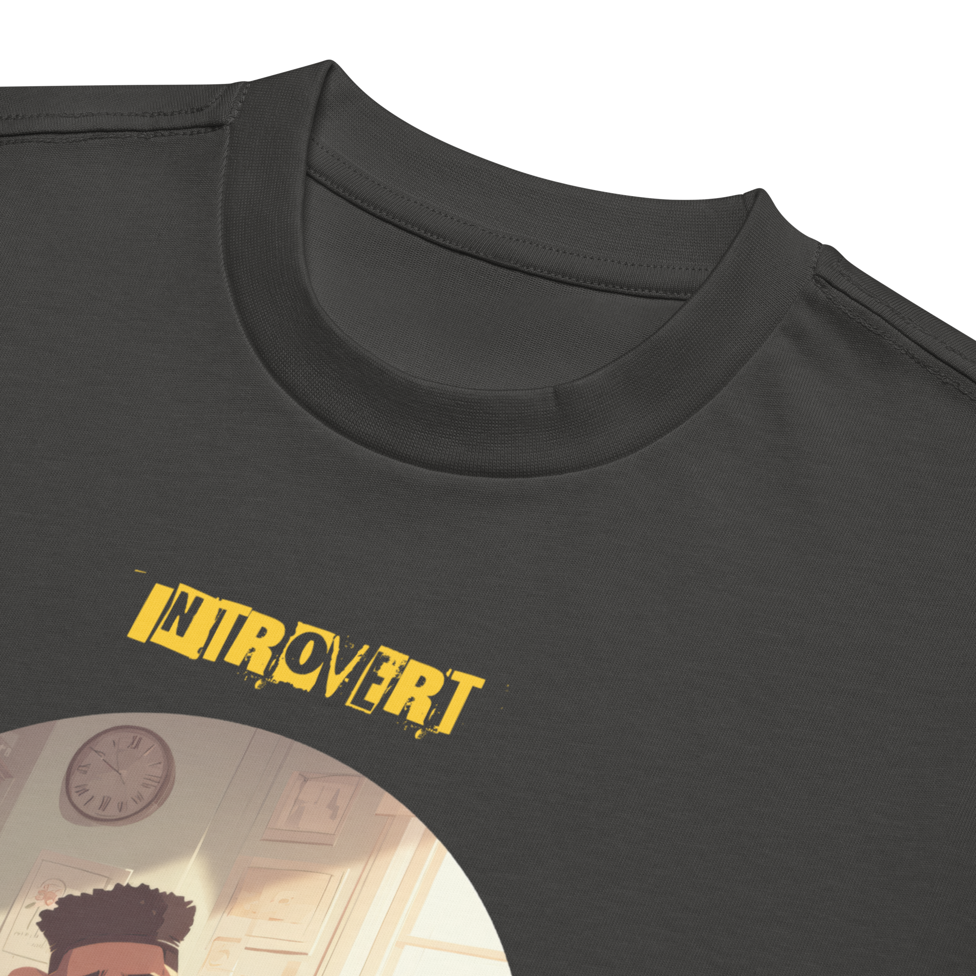 IntrovertedAlpha™ Box Tee in Vintage Black for men, washed boxy T-shirt with a relaxed streetwear silhouette