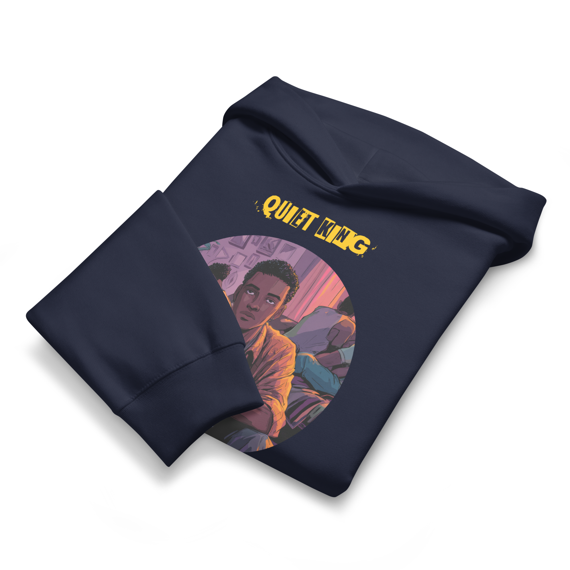 IntrovertedAlpha™ Oversized Hoodie in Navy for men, minimalist heavyweight hoodie with a relaxed streetwear fit