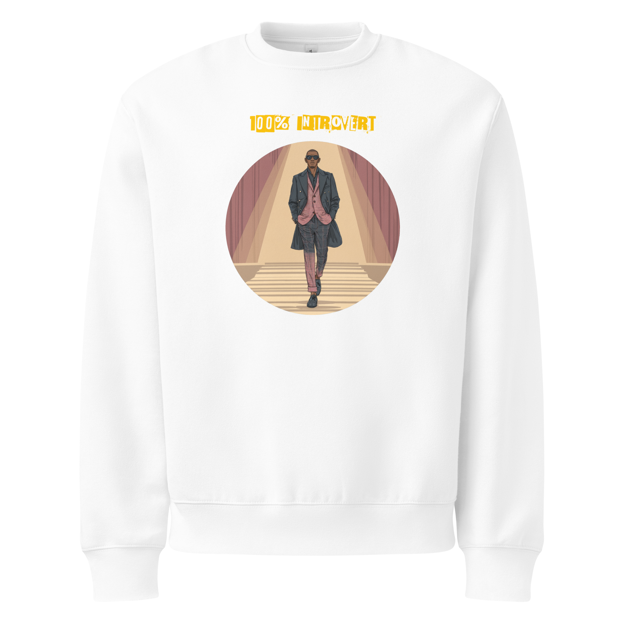 IntrovertedAlpha™ Oversized Sweatshirt in White for men, clean minimalist sweatshirt with a premium heavyweight finish