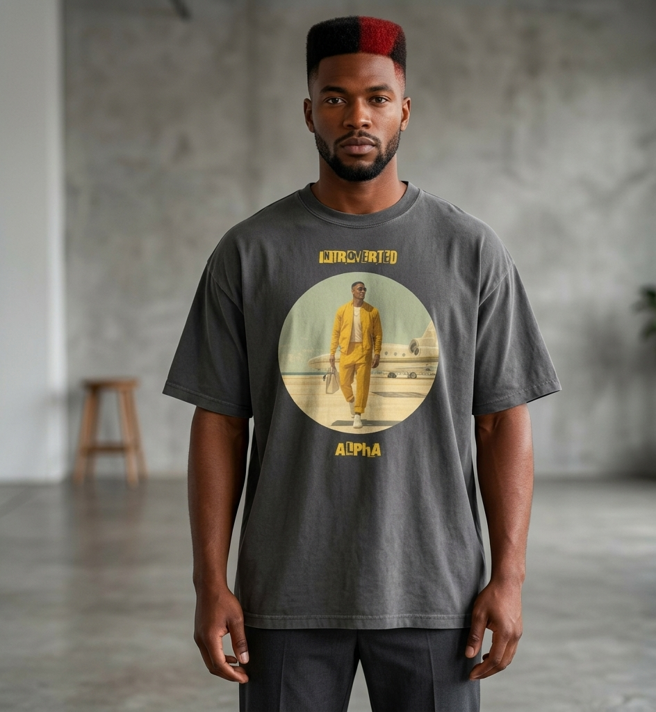 IntrovertedAlpha™ Oversized Faded T-Shirt in Faded Black for men, vintage-wash streetwear with a relaxed oversized fit