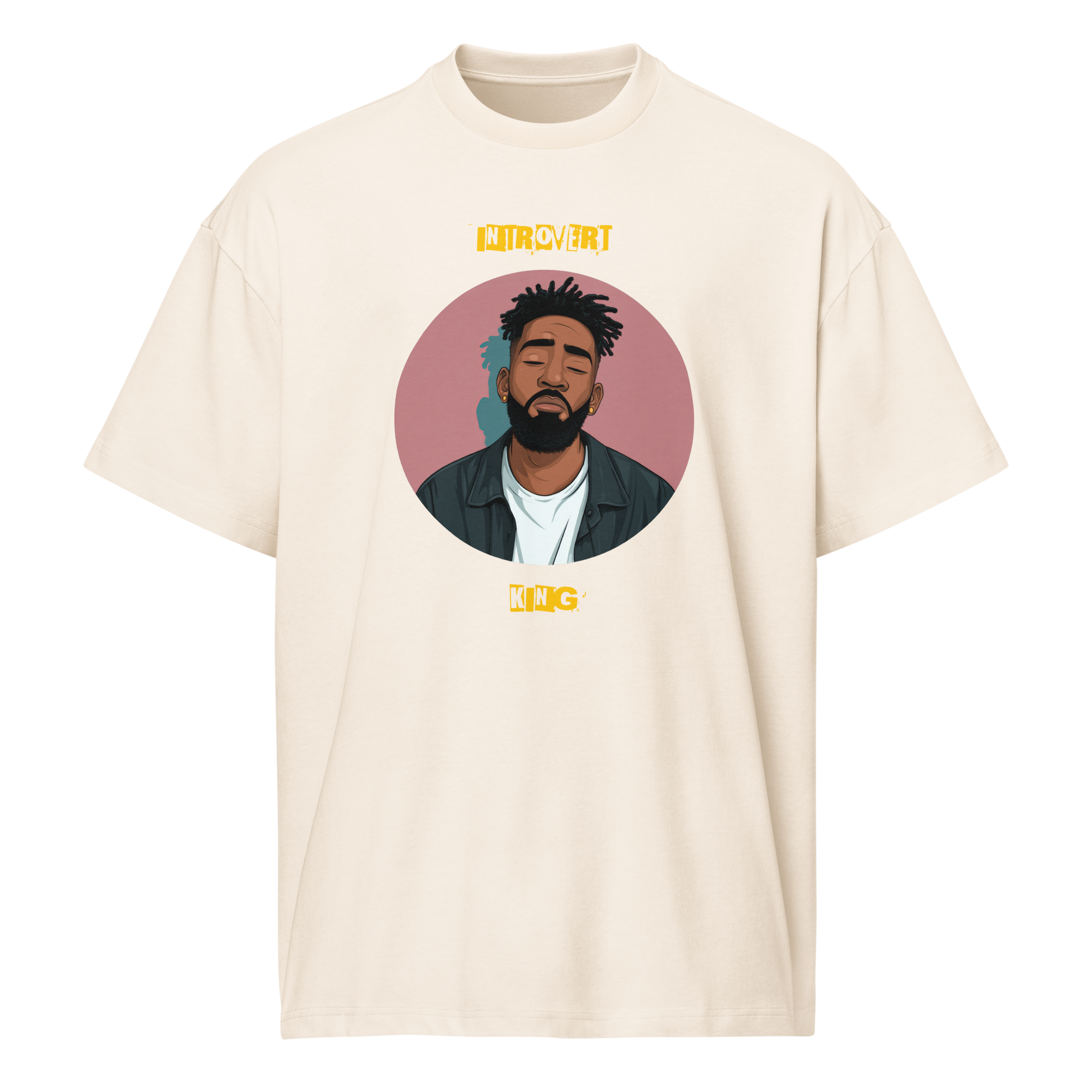 IntrovertedAlpha™ Box Tee in Vintage White for men, soft-toned box tee with a minimalist oversized fit