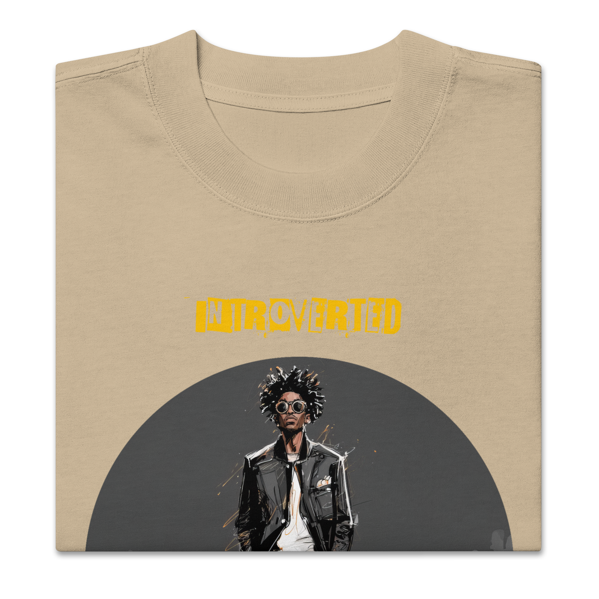 Xantho Philos™ Oversized Faded T-Shirt in Faded Khaki for men, neutral oversized T-shirt with casual streetwear style