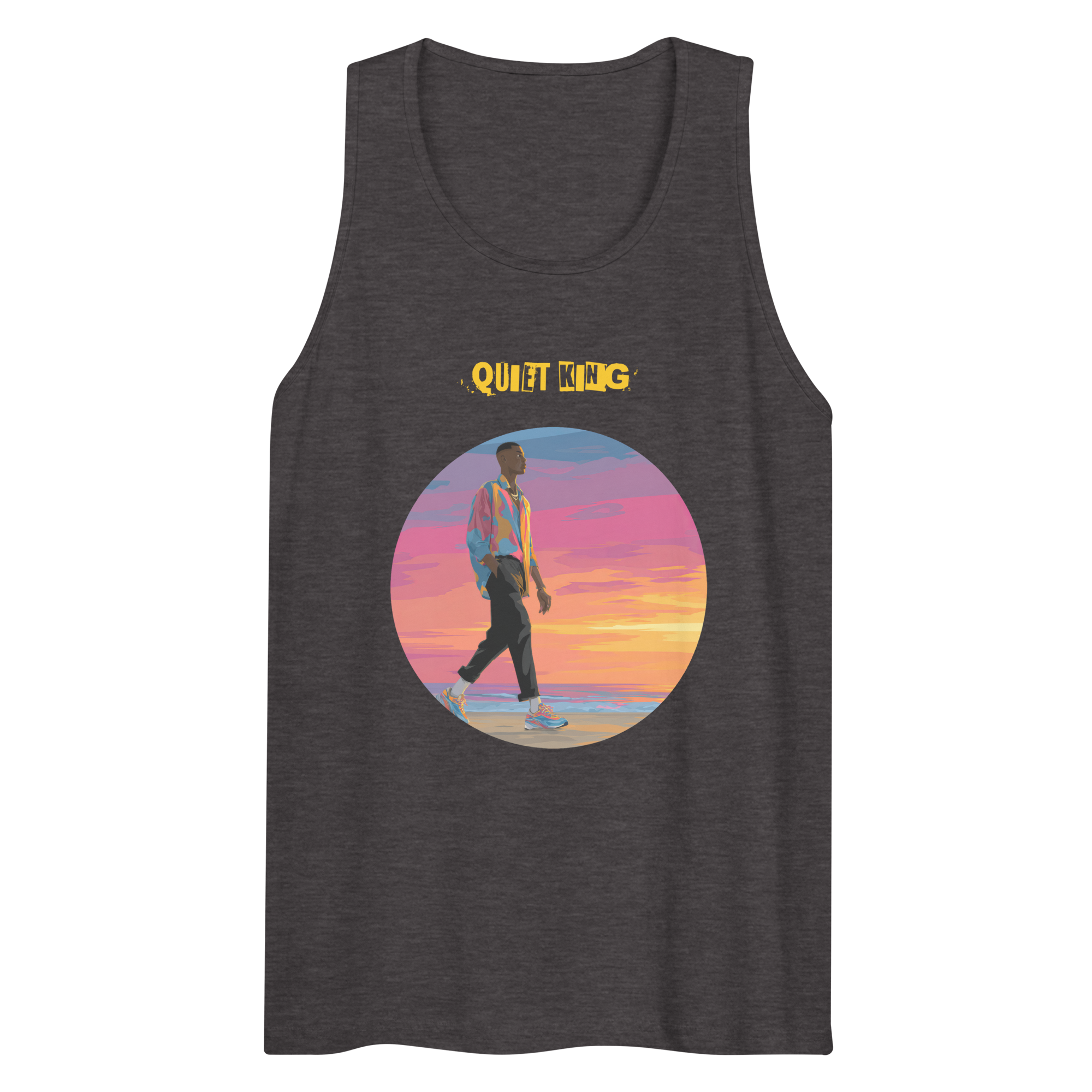 IntrovertedAlpha™ Tank Top in Charcoal Heather for men, soft-blend tank top with a clean everyday fit